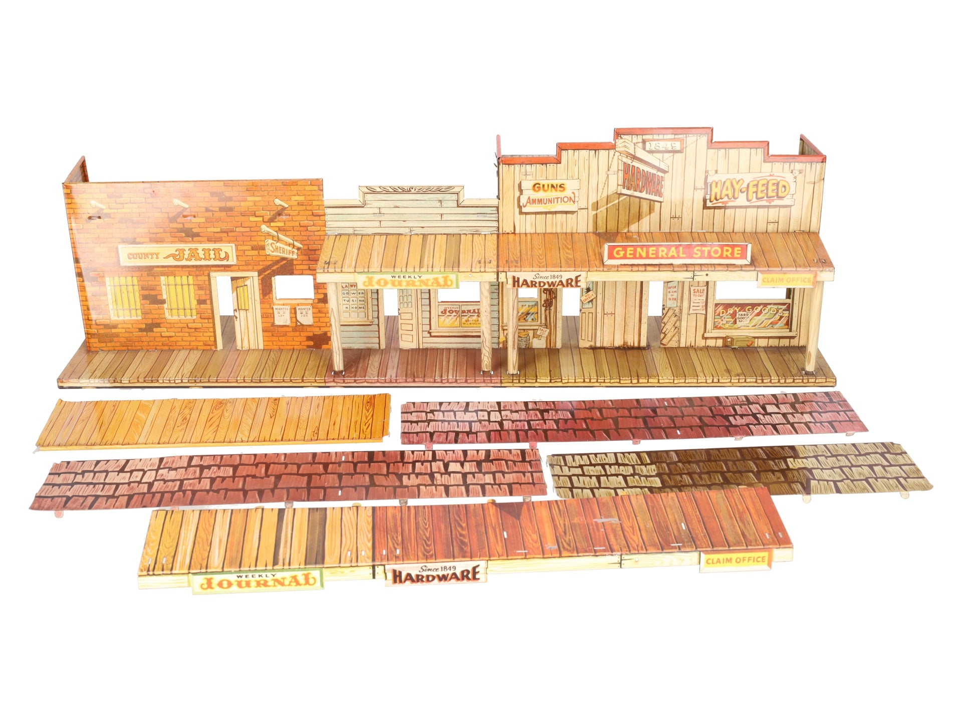 Marx Vintage Roy Rogers Mineral City Western Town Litho Storefront Set VG