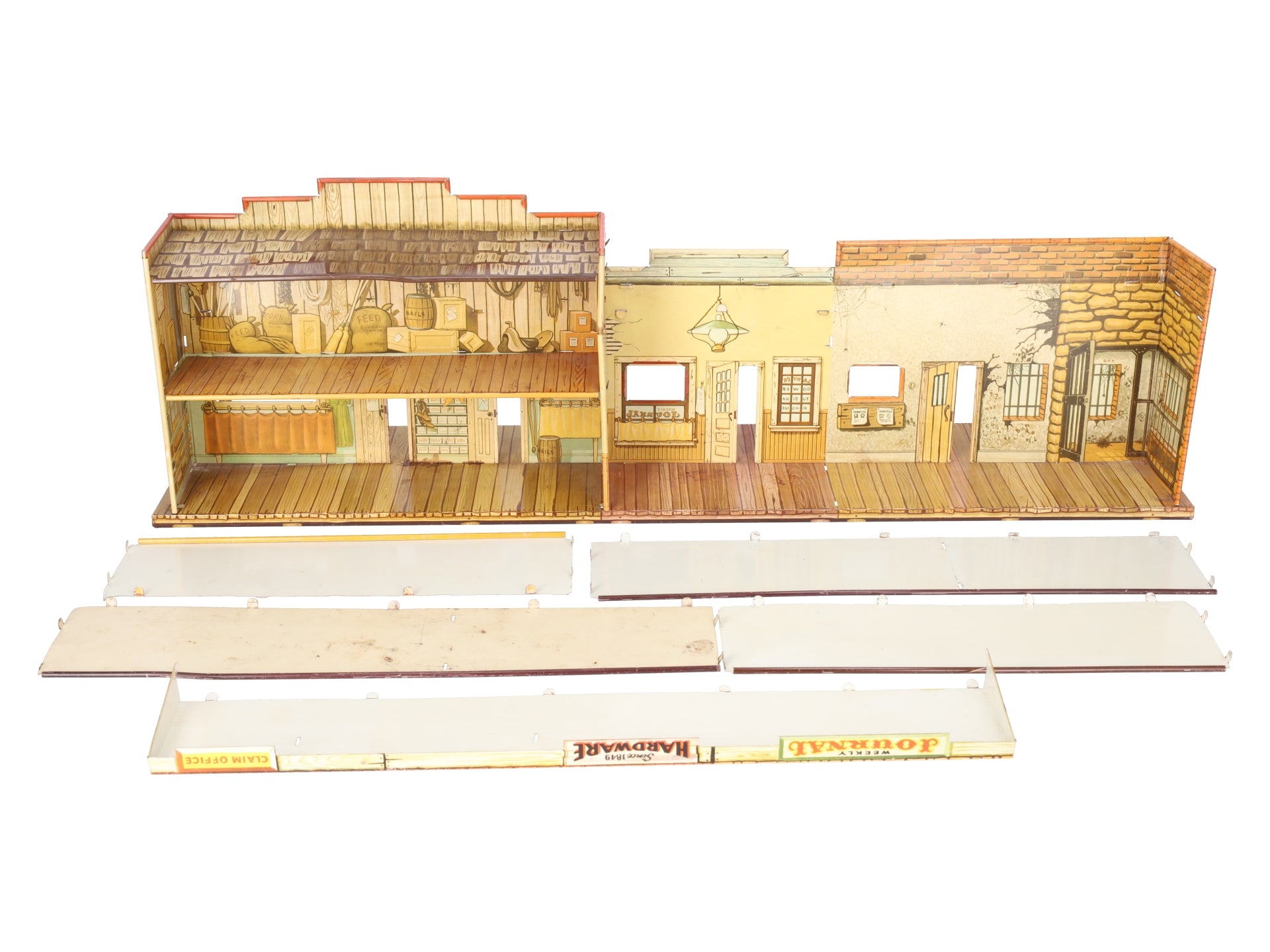 Marx Vintage Roy Rogers Mineral City Western Town Litho Storefront Set VG