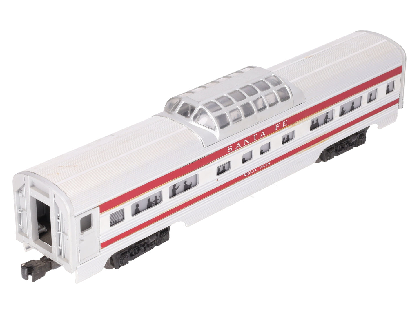 Lionel 2562 Vintage O Santa Fe Regal Pass Red Stripe Aluminum Vista Dome Car VG
