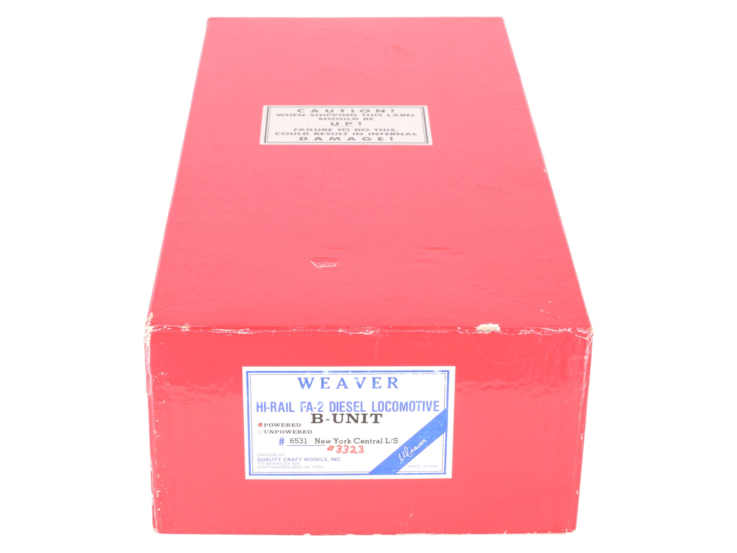 Weaver 6531 O New York Central FA-2 B Unit Pwd Diesel Locomotive #3323 - 3 Rail EX/Box