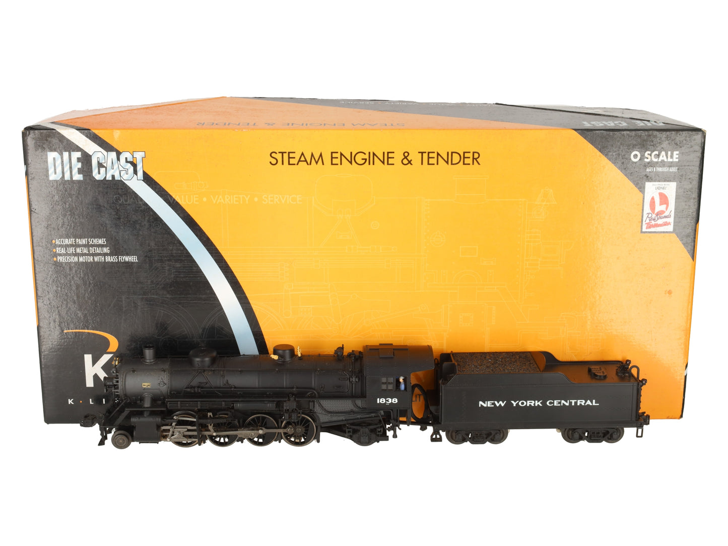 K-Line K3670-1838CC New York Central 2-8-2 Mikado Steam Loco & Tender #1838 TMCC LN/Box