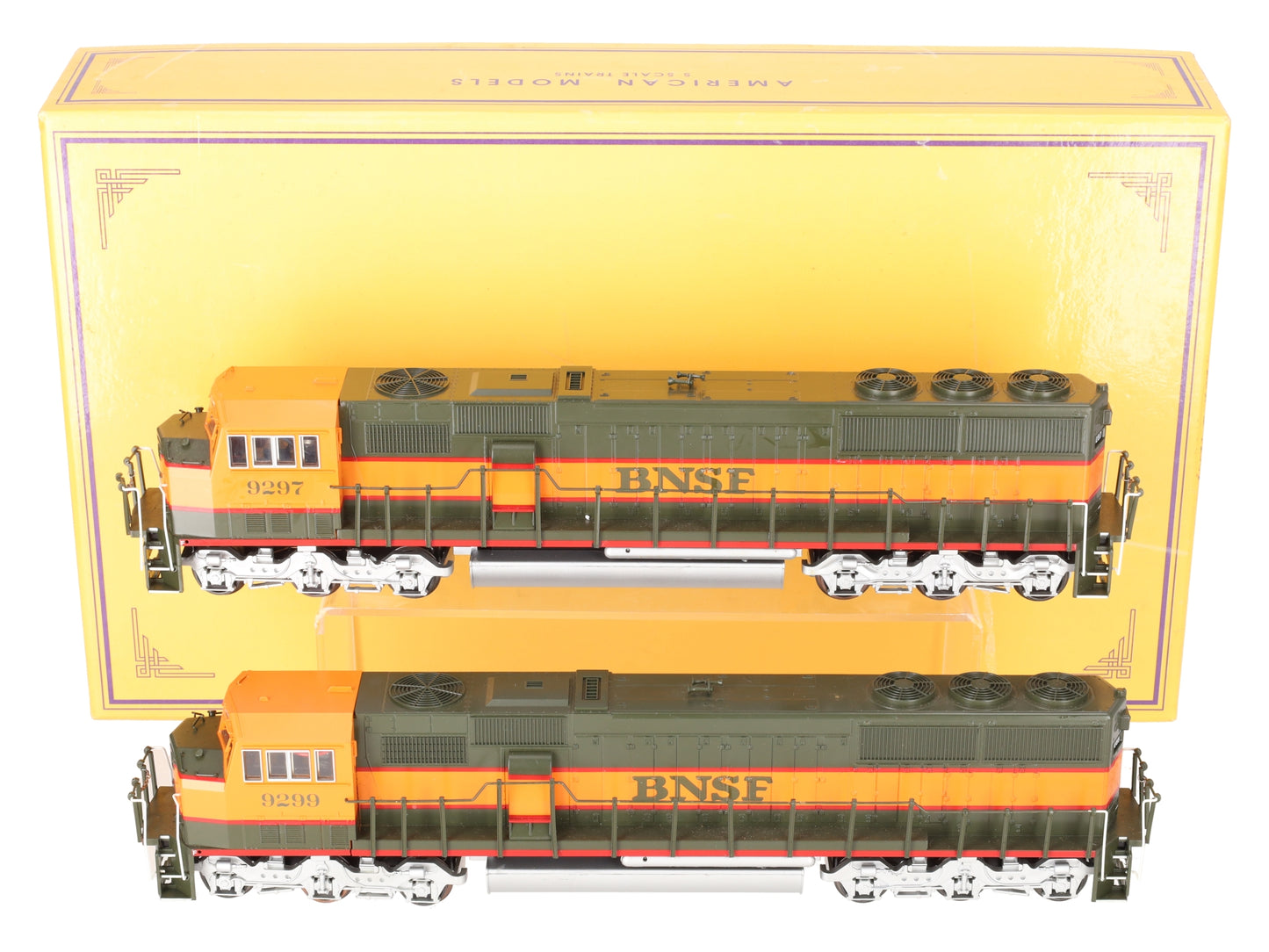 American Models S Scale BNSF SD60 Wide Cab Diesel Locomotive Set #9297/9299 EX/Box