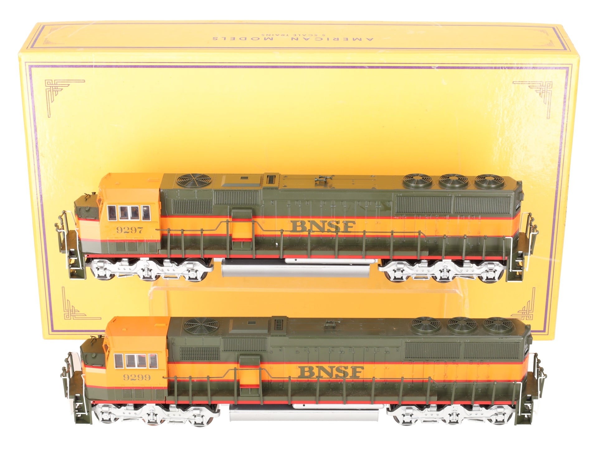 American Models S Scale BNSF SD60 Wide Cab Diesel Locomotive Set #9297/9299 EX/Box