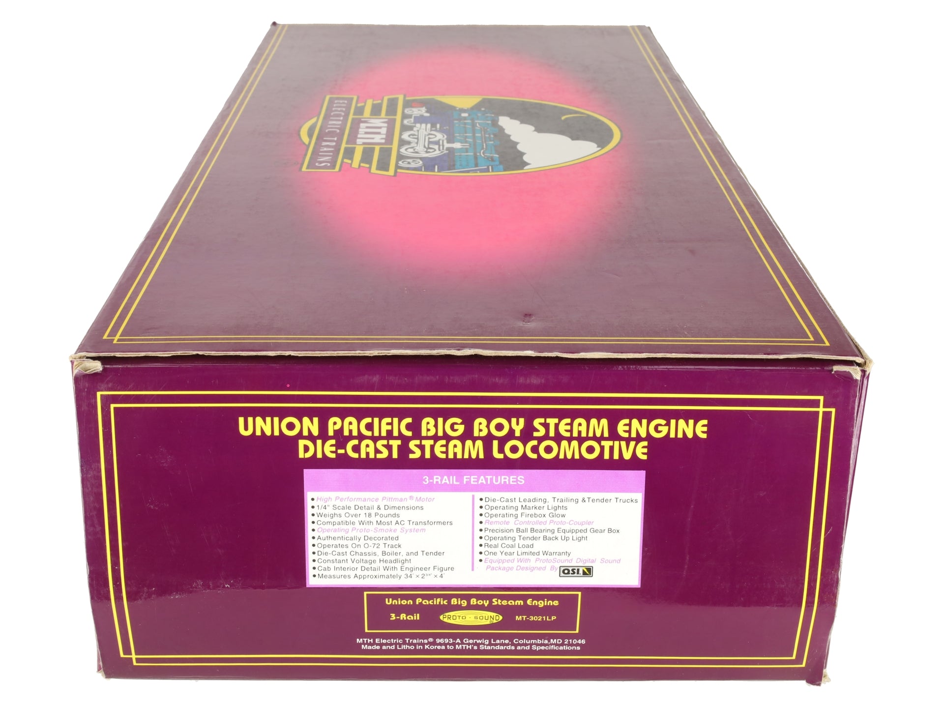 MTH 20-3021-1 O Gauge Union Pacific Big Boy Diecast Steam Locomotive with PS1 EX/Box