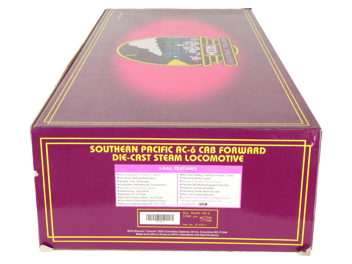 MTH 20-3125-1 O Southern Pacific AC-6 Cab-Forward Steam Engine & Tender w/PS1 LN/Box