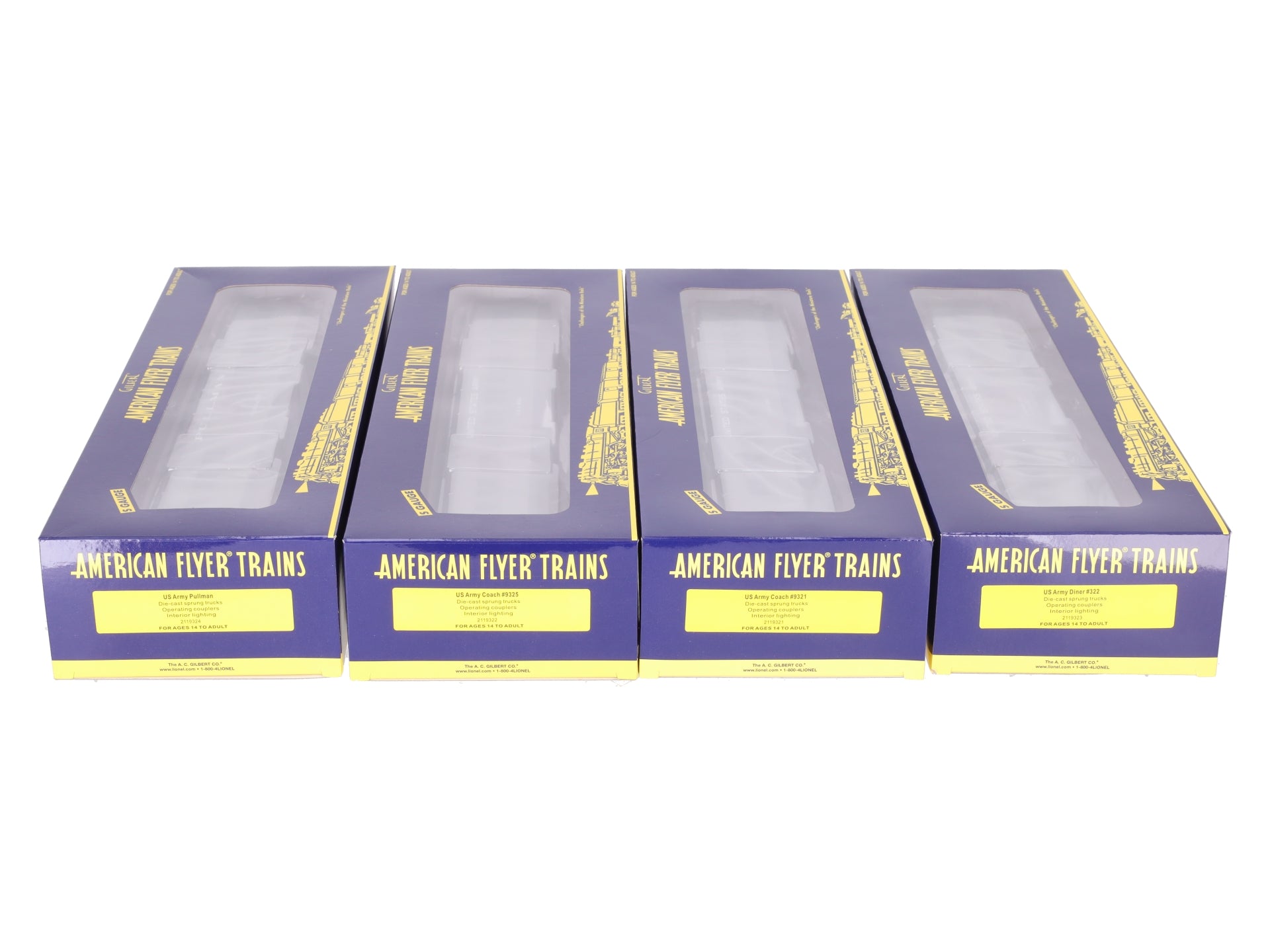 Lionel 2119320 S American Flyer US Army Troop Train Pack (Pack of 4) LN/Box