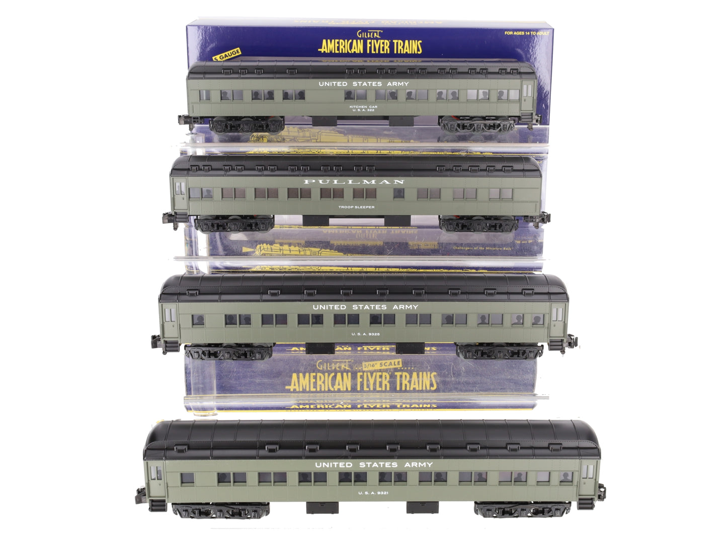 Lionel 2119320 S American Flyer US Army Troop Train Pack (Pack of 4) LN/Box