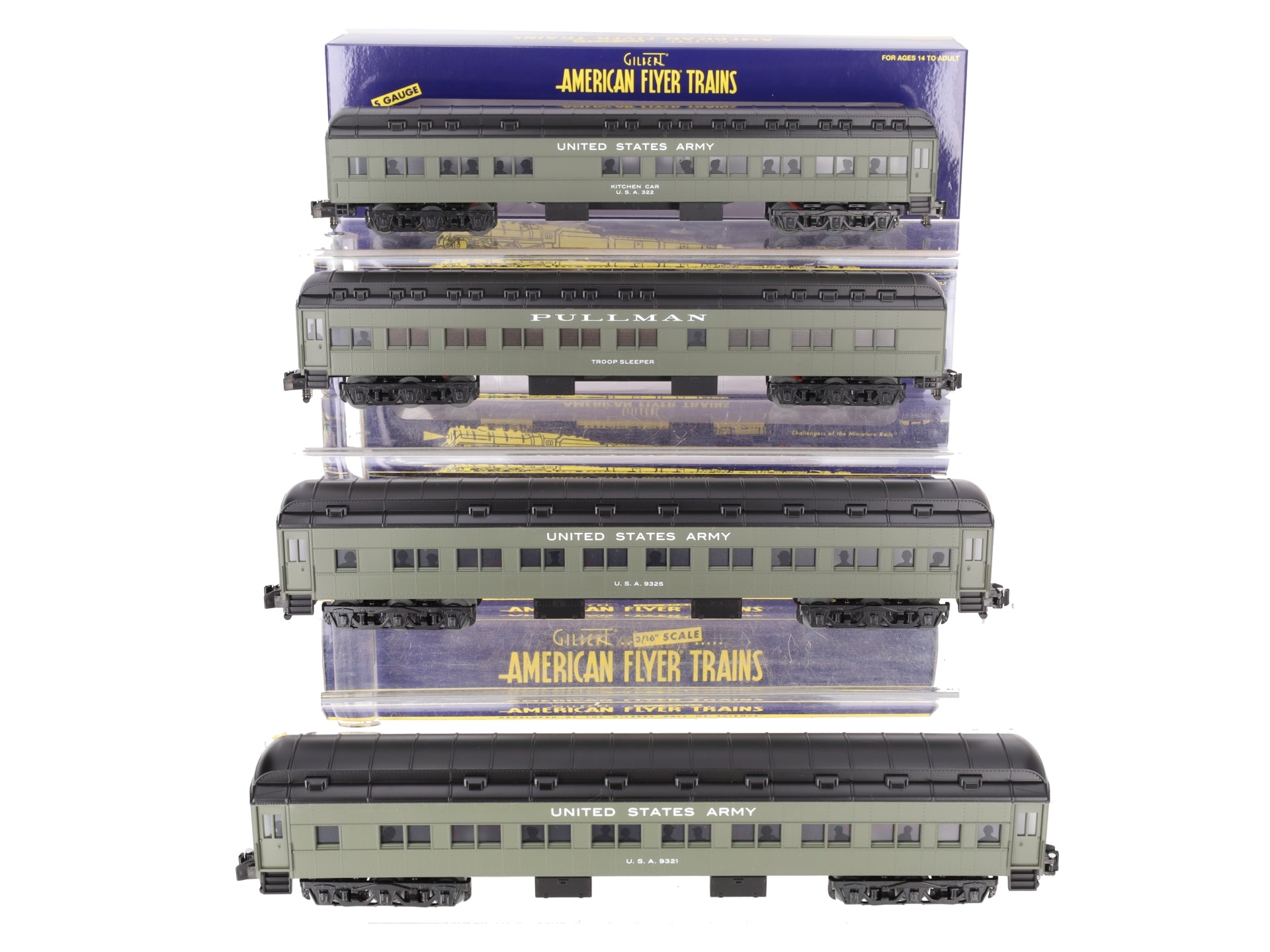 Lionel 2119320 S American Flyer US Army Troop Train Pack (Pack of 4) LN/Box