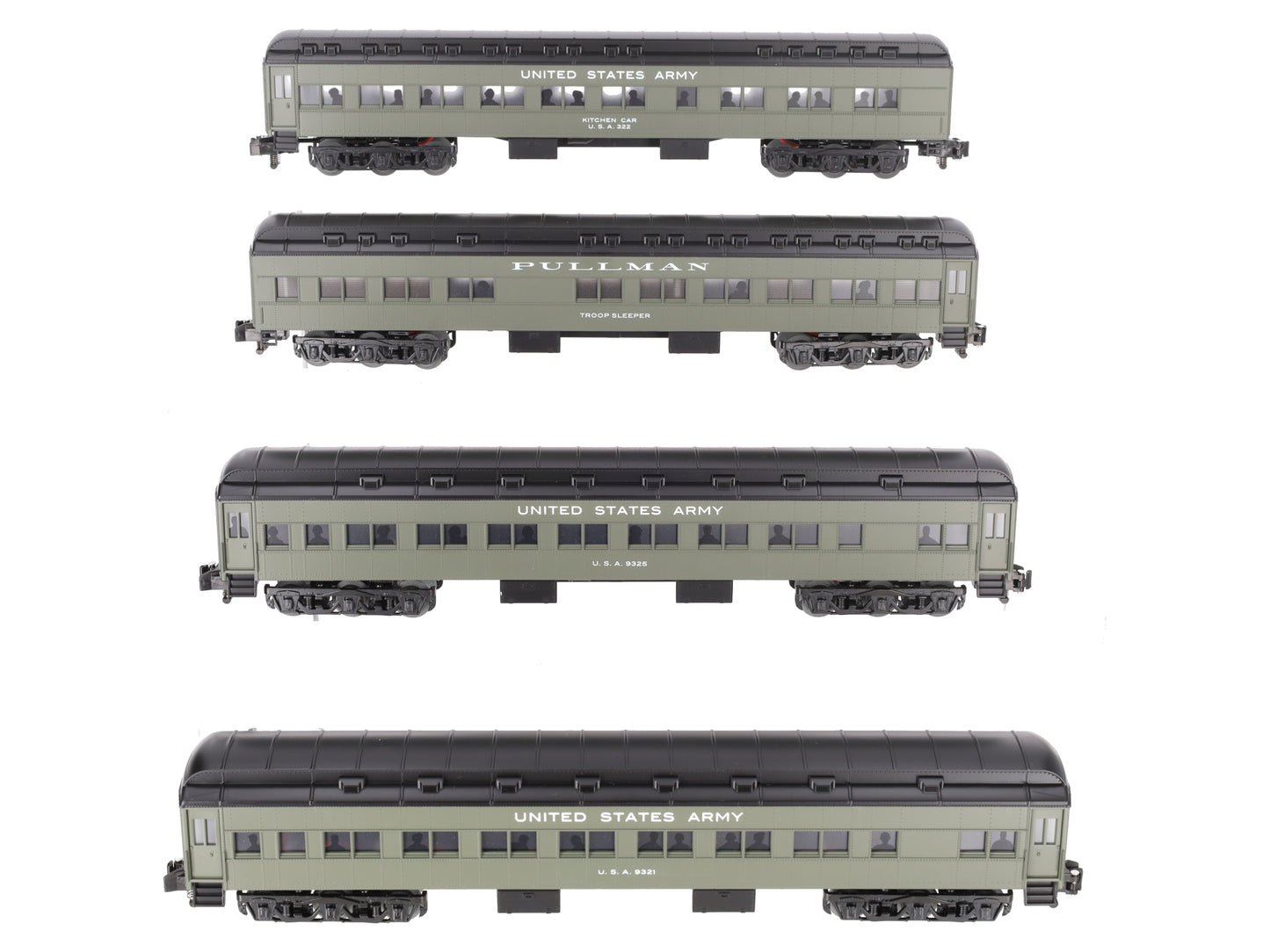 Lionel 2119320 S American Flyer US Army Troop Train Pack (Pack of 4) LN/Box