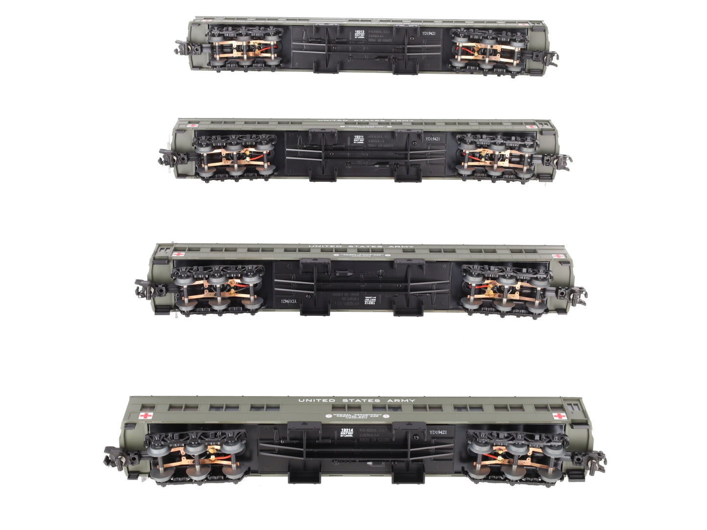 Lionel 2119310 S American Flyer US Army Hospital Car Pack (Pack of 4)