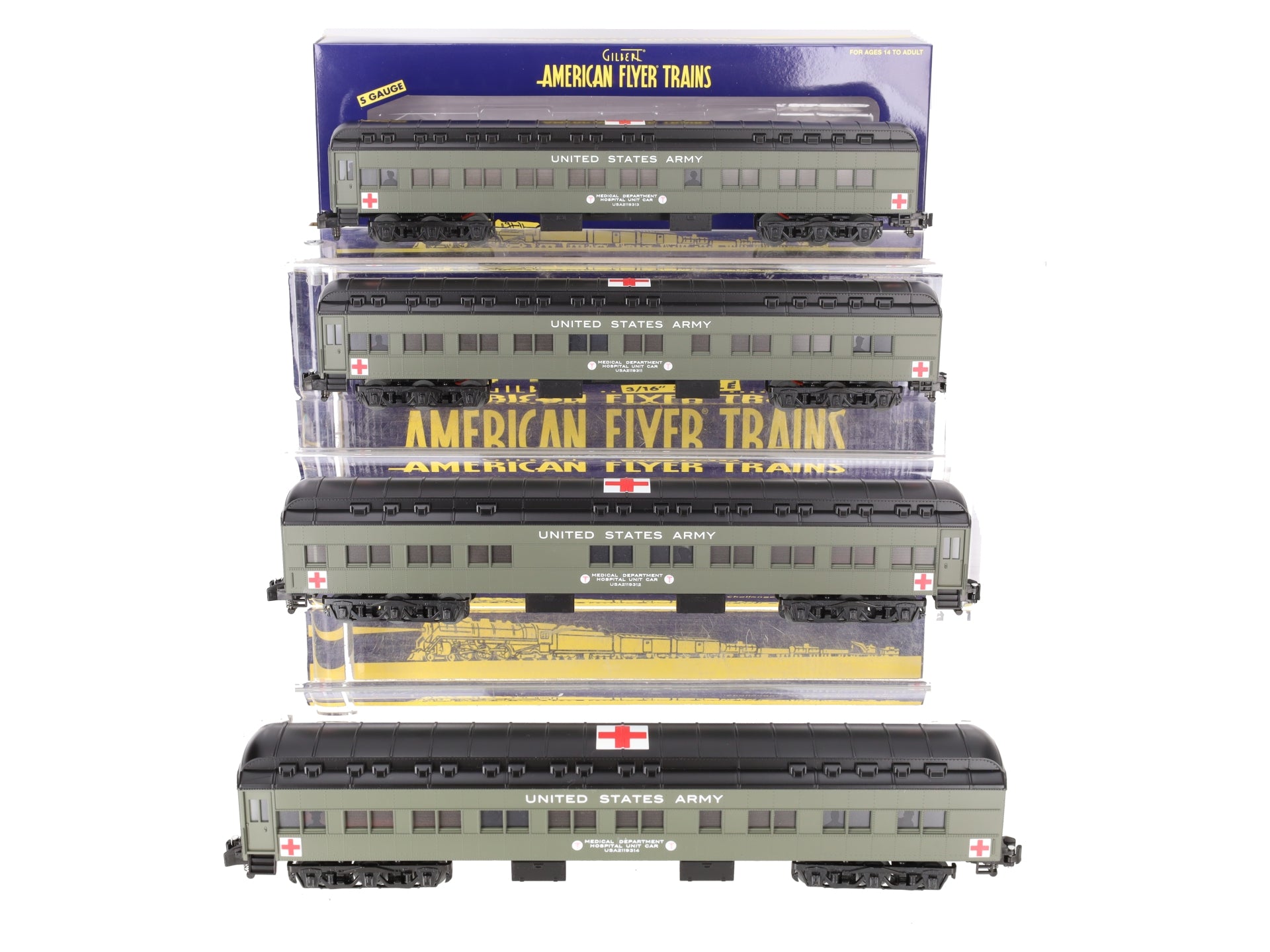 Lionel 2119310 S American Flyer US Army Hospital Car Pack (Pack of 4)