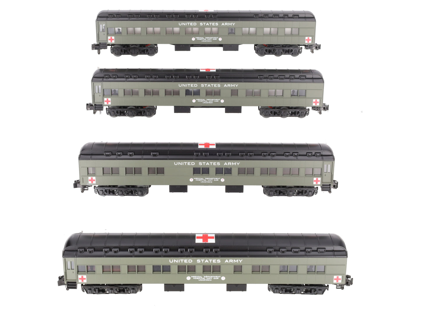 Lionel 2119310 S American Flyer US Army Hospital Car Pack (Pack of 4)