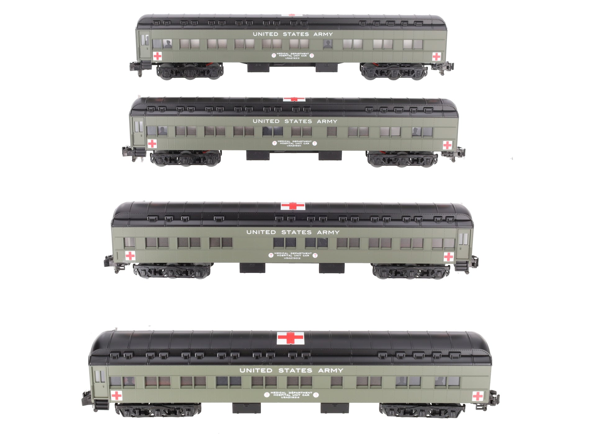 Lionel 2119310 S American Flyer US Army Hospital Car Pack (Pack of 4)