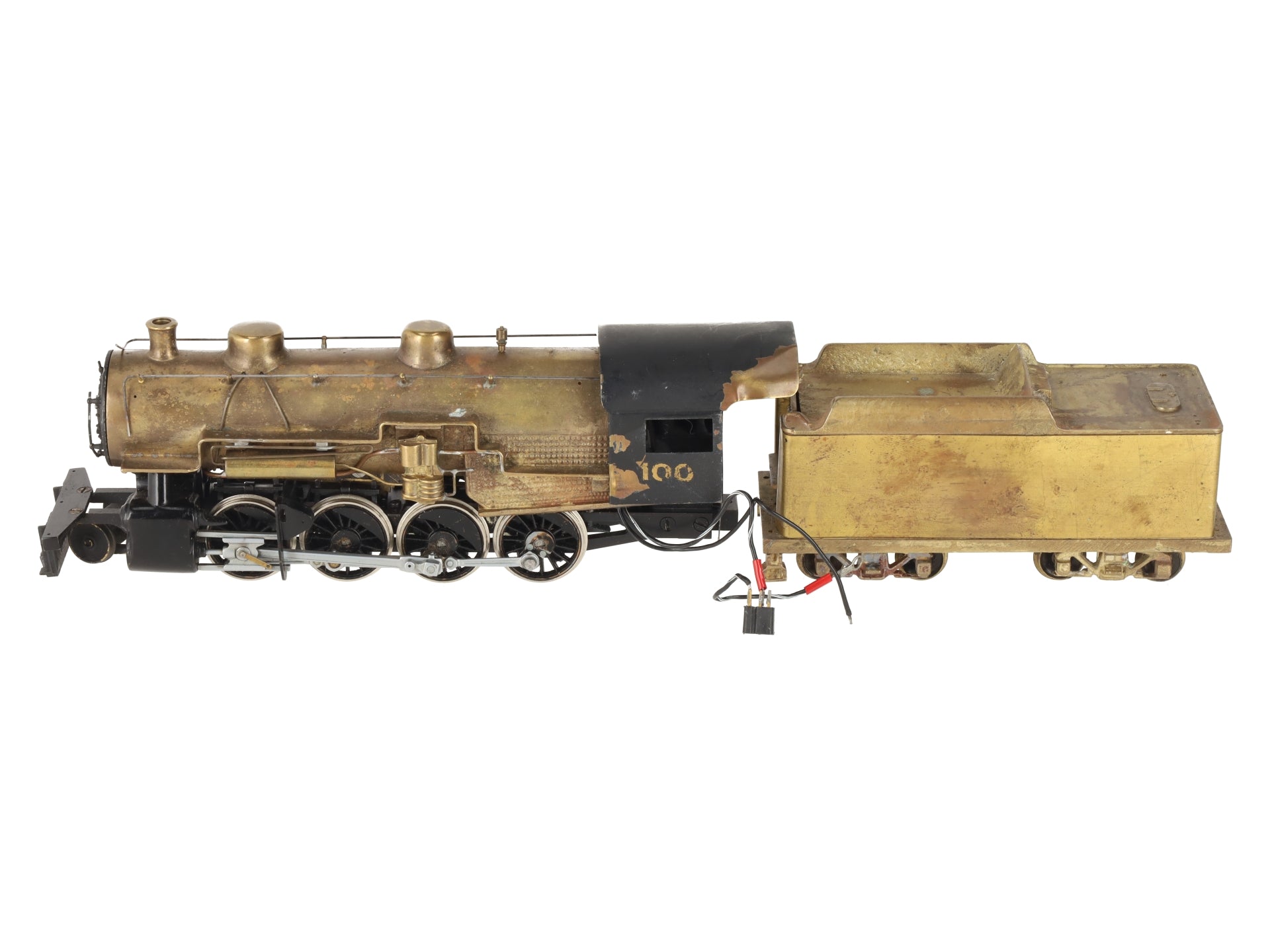 Generic Brass S Scale 2-8-0 Steam Locomotive & Tender VG