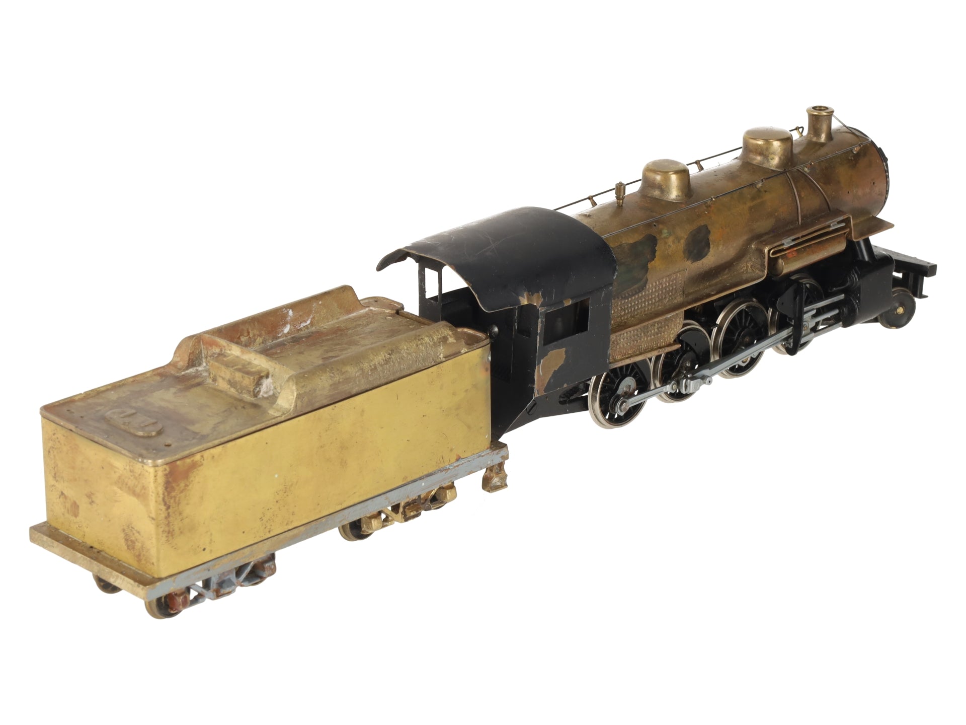 Generic Brass S Scale 2-8-0 Steam Locomotive & Tender VG