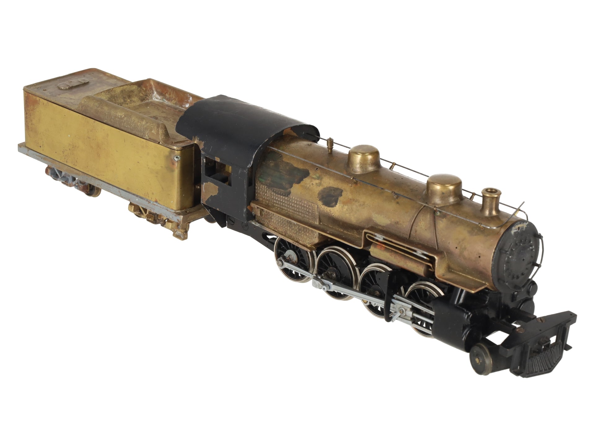 Generic Brass S Scale 2-8-0 Steam Locomotive & Tender VG
