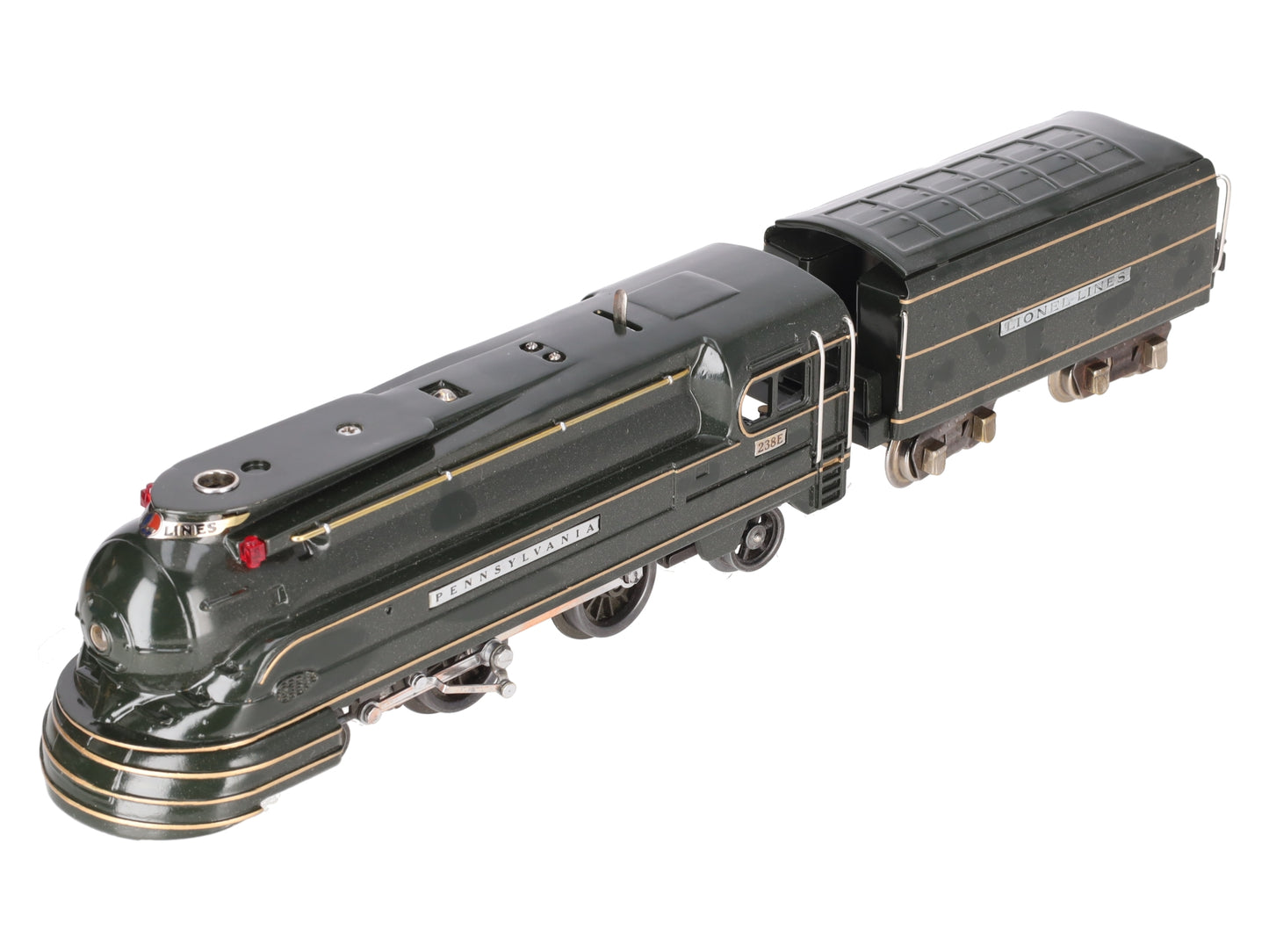Lionel 238E Vintage O Pennsylvania Torpedo Steam Locomotive & Tender - Repainted