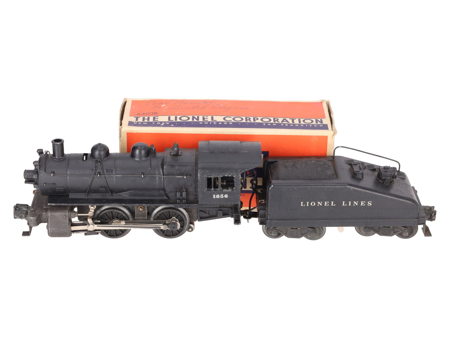 Lionel 1656 Vintage O Lionel Lines 0-4-0 Steam Locomotive & 6403B Tender w Bell VG