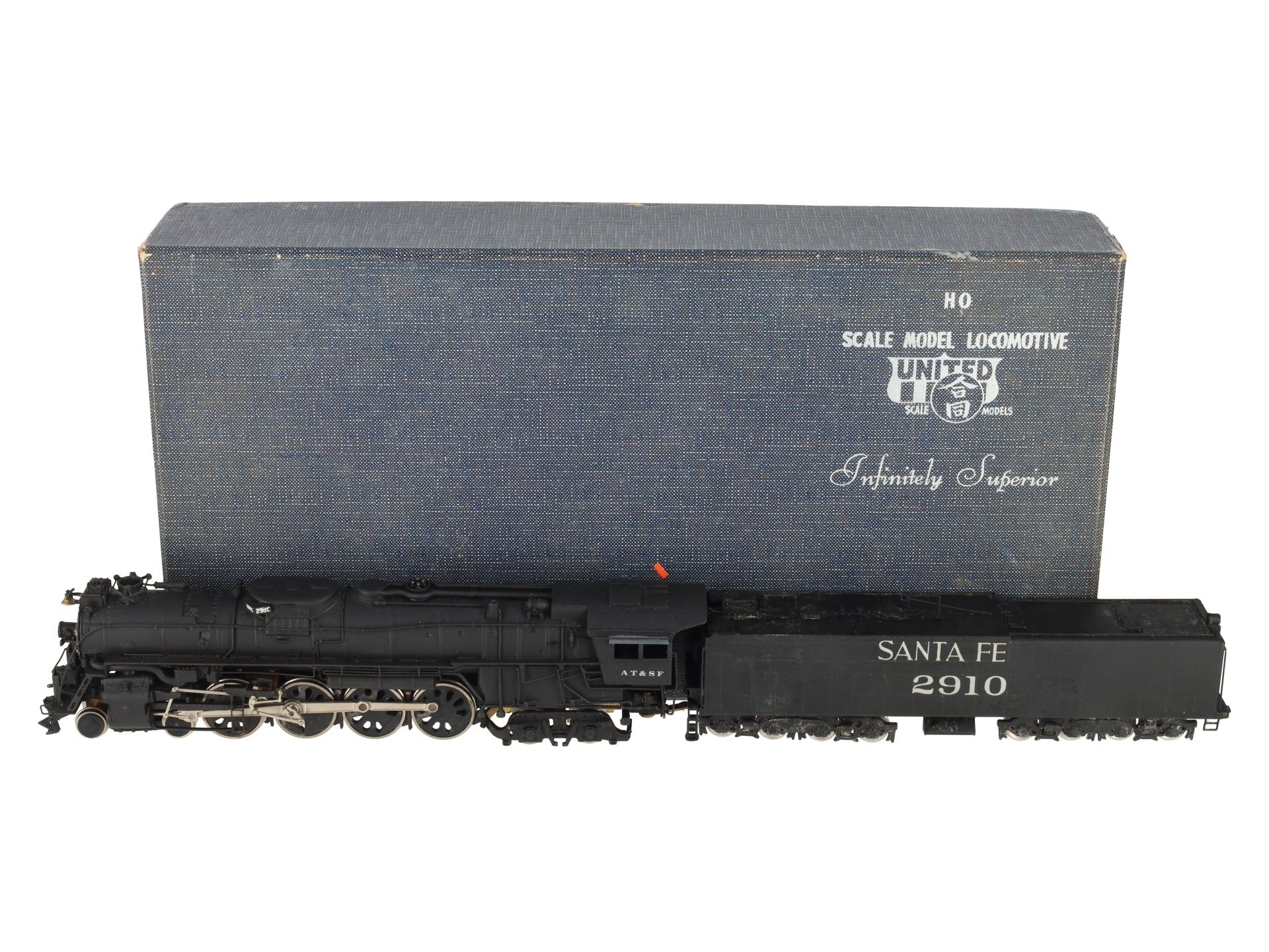 United Scale Models HO Brass AT&SF Santa Fe 4-8-4  & 16 Wheel Tender-Custom VG/Box
