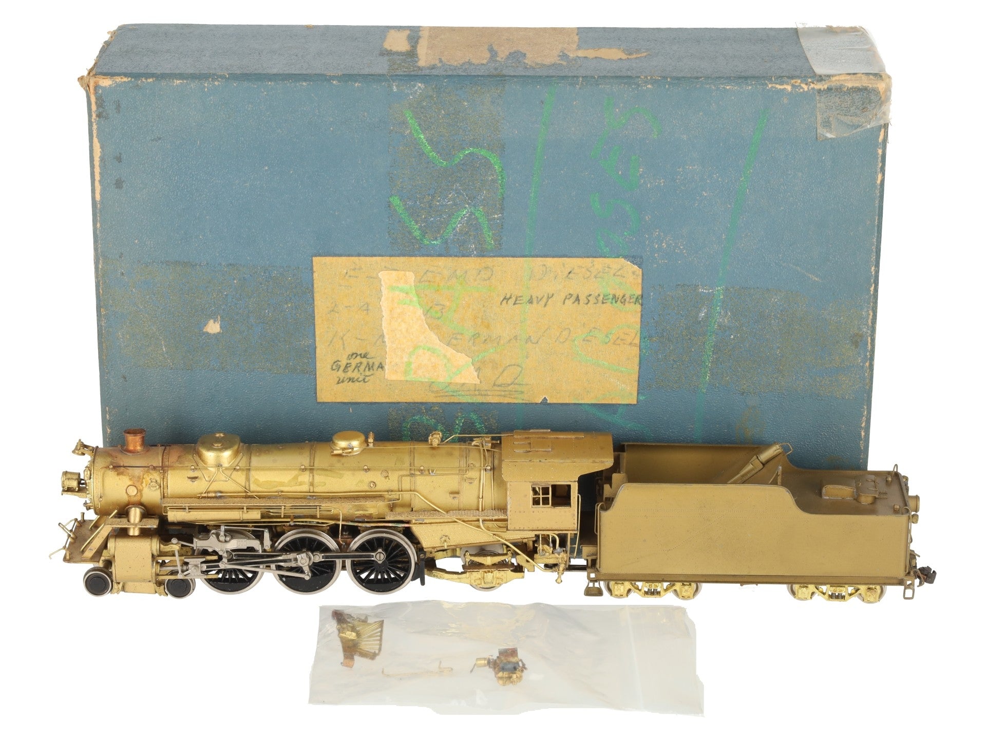 Pacific Fast Mail HO Brass 4-6-2 Steam Locomotive & Tender VG/Box