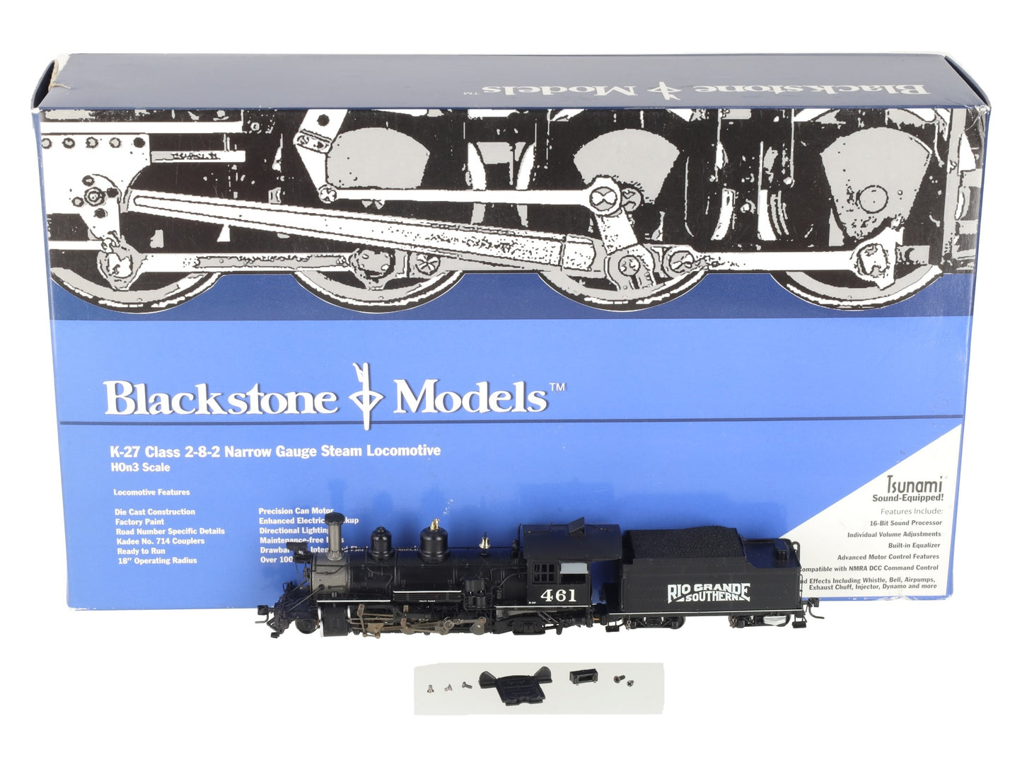 Blackstone Models B310125 HOn3 RGS K-27 2-8-2 Steam Locomotive #461 LN/Box