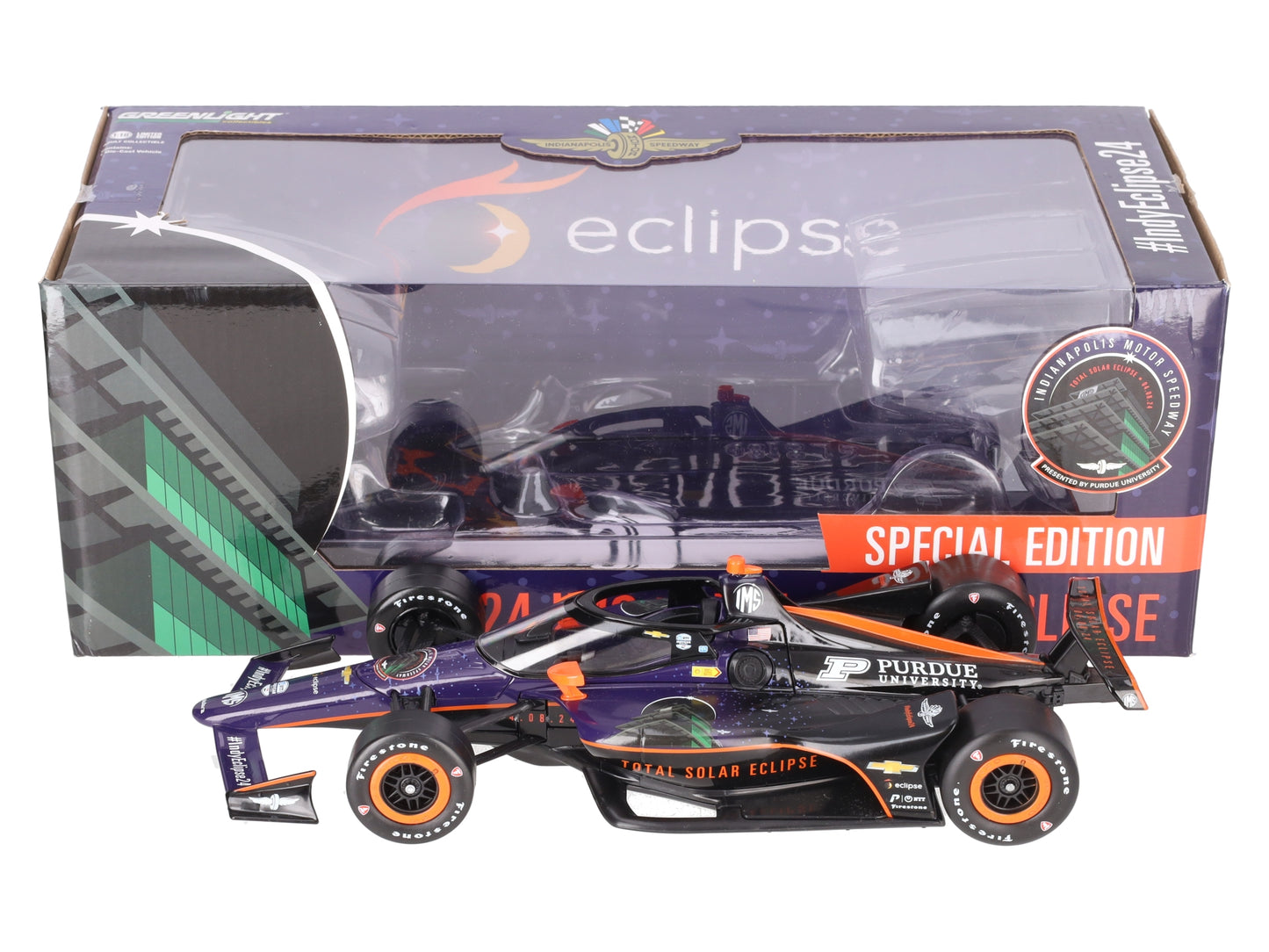 Greenlight Collectibles 1:18 2024 IMS Total Solar Eclipse Special Edition Car LN/Box