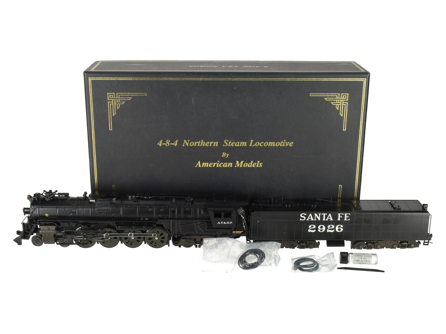American Models S Scale Santa Fe 4-8-4 Northern Steam Locomotive & Tender #2926/Box