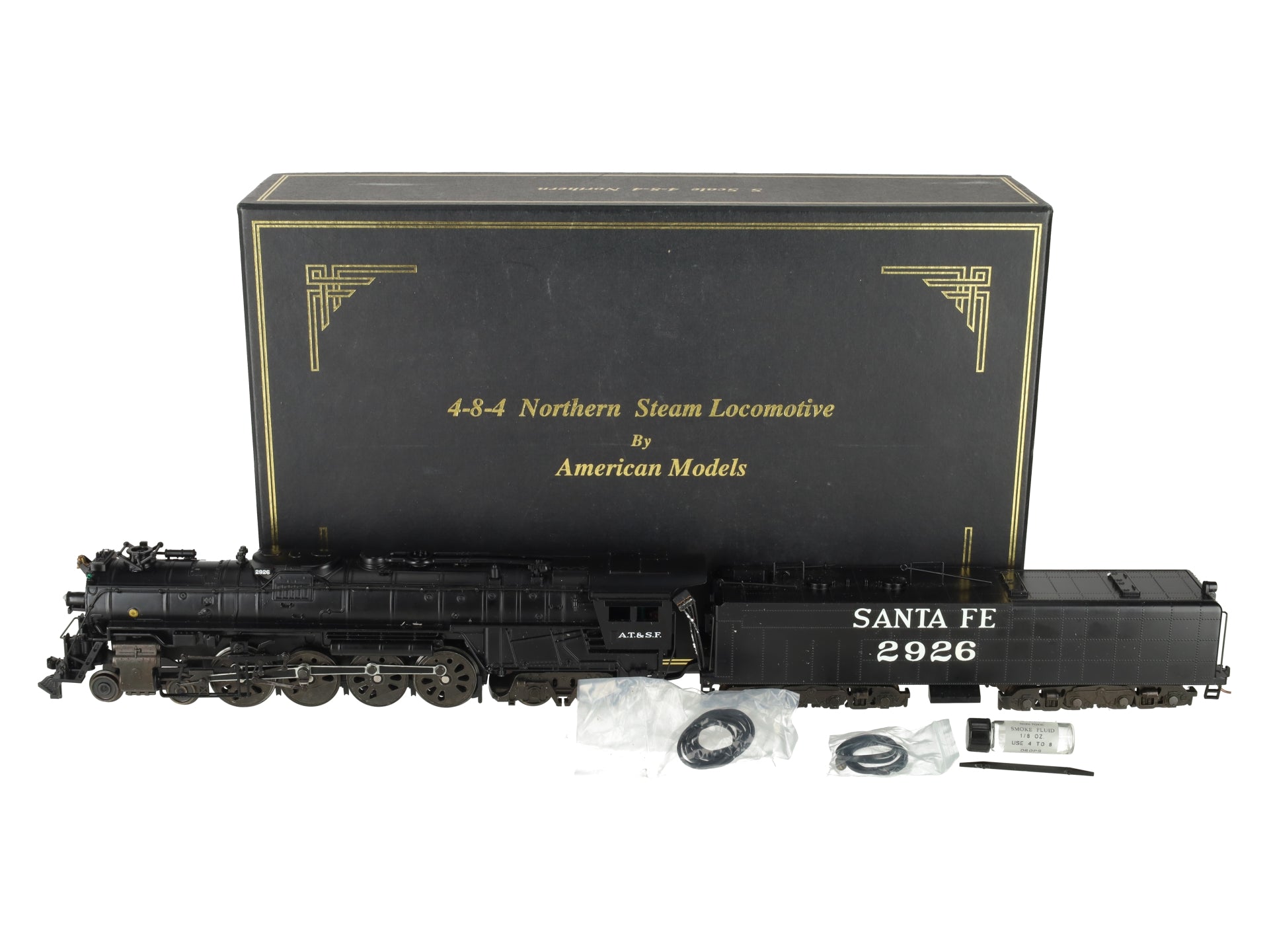 American Models S Scale Santa Fe 4-8-4 Northern Steam Locomotive & Tender #2926/Box