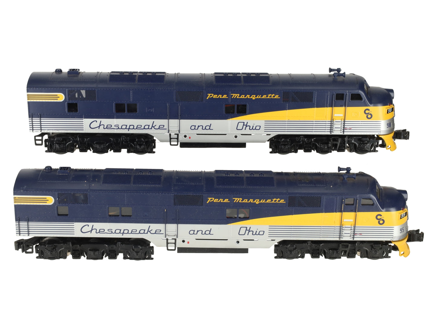 Williams E7-204 O C&O E7 AA Powered & Non-Powered Diesel Locomotive Set #95/98 VG