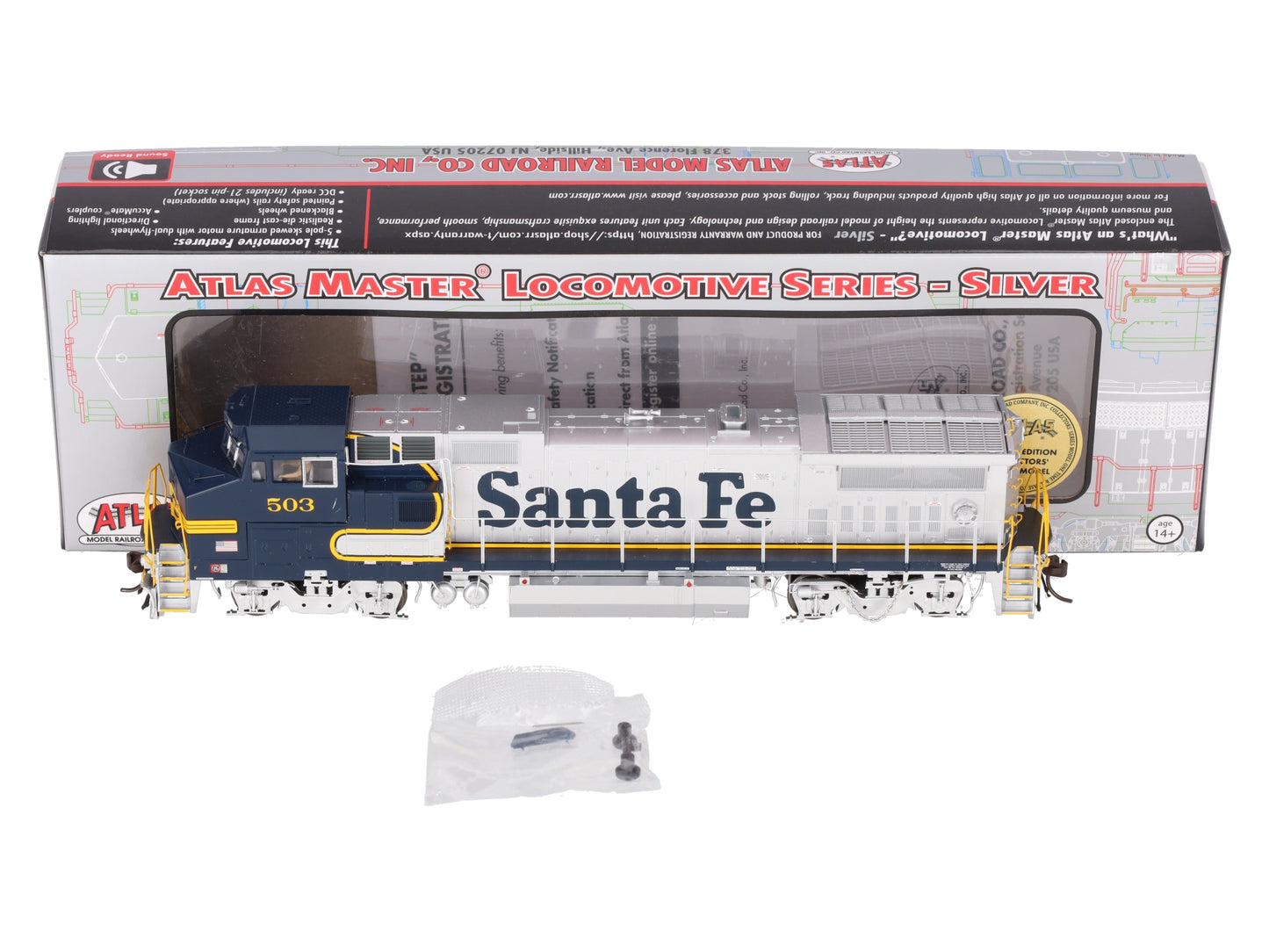 Atlas 10004341 HO Dash 8-40BW Sante Fe Blue Bonnet #503 EX/Box