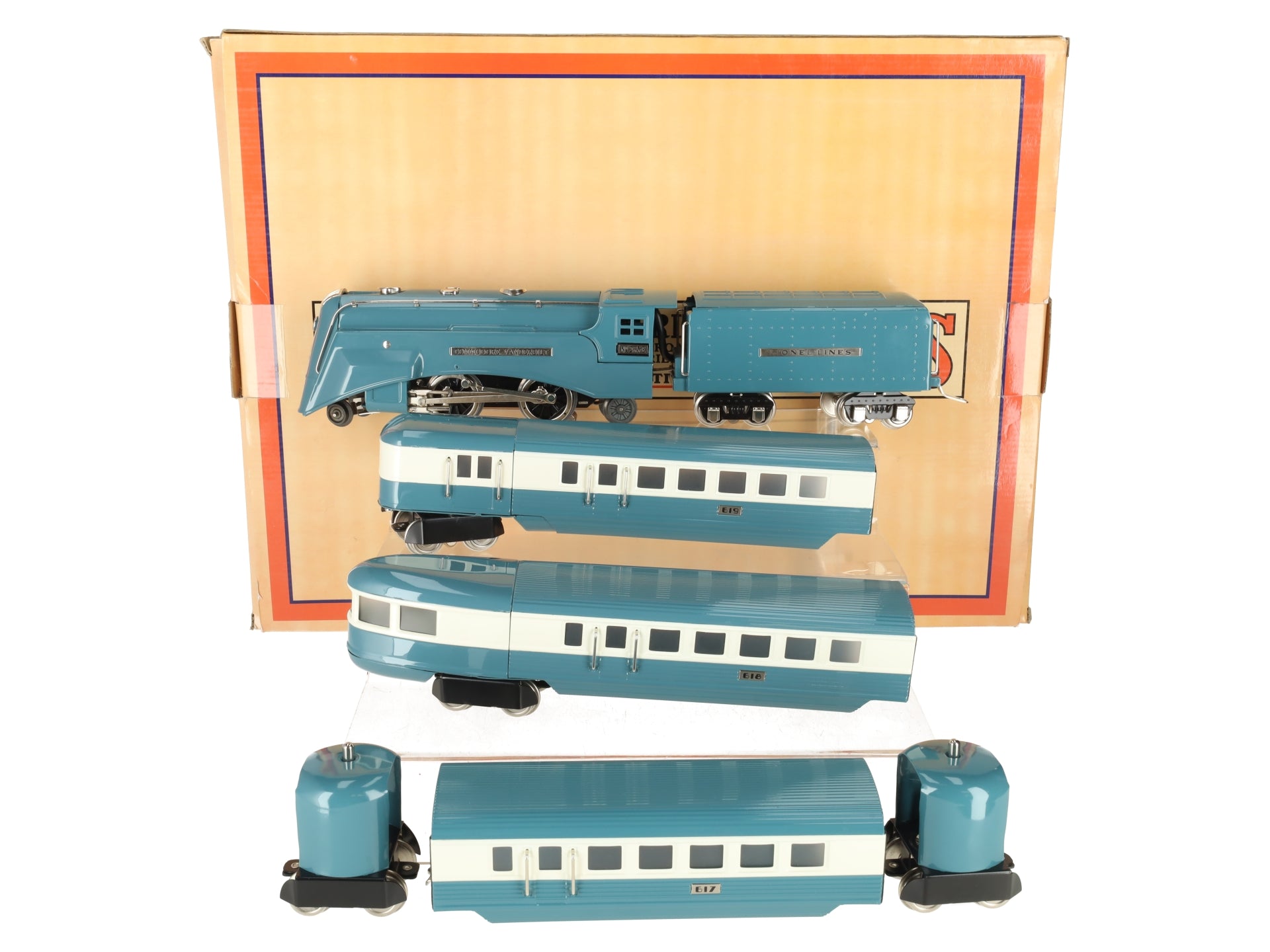 MTH 11-6016-1  O Gauge Blue Streak 265E Steam Passenger Train Set with PS 2.0 LN/Box
