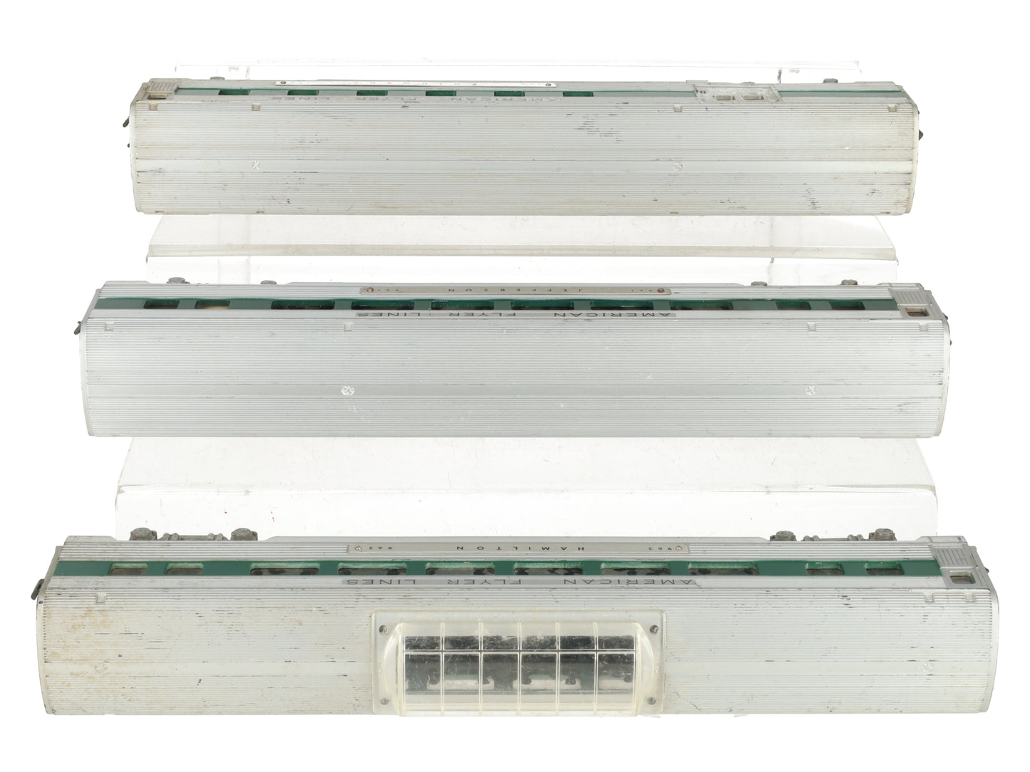 American Flyer Vintage S AFL Green Passenger Cars: 960, 961, 962 [3] VG