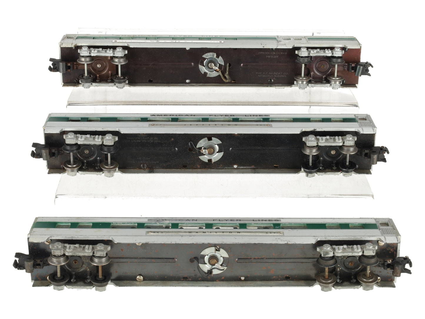 American Flyer Vintage S AFL Green Passenger Cars: 960, 961, 962 [3] VG