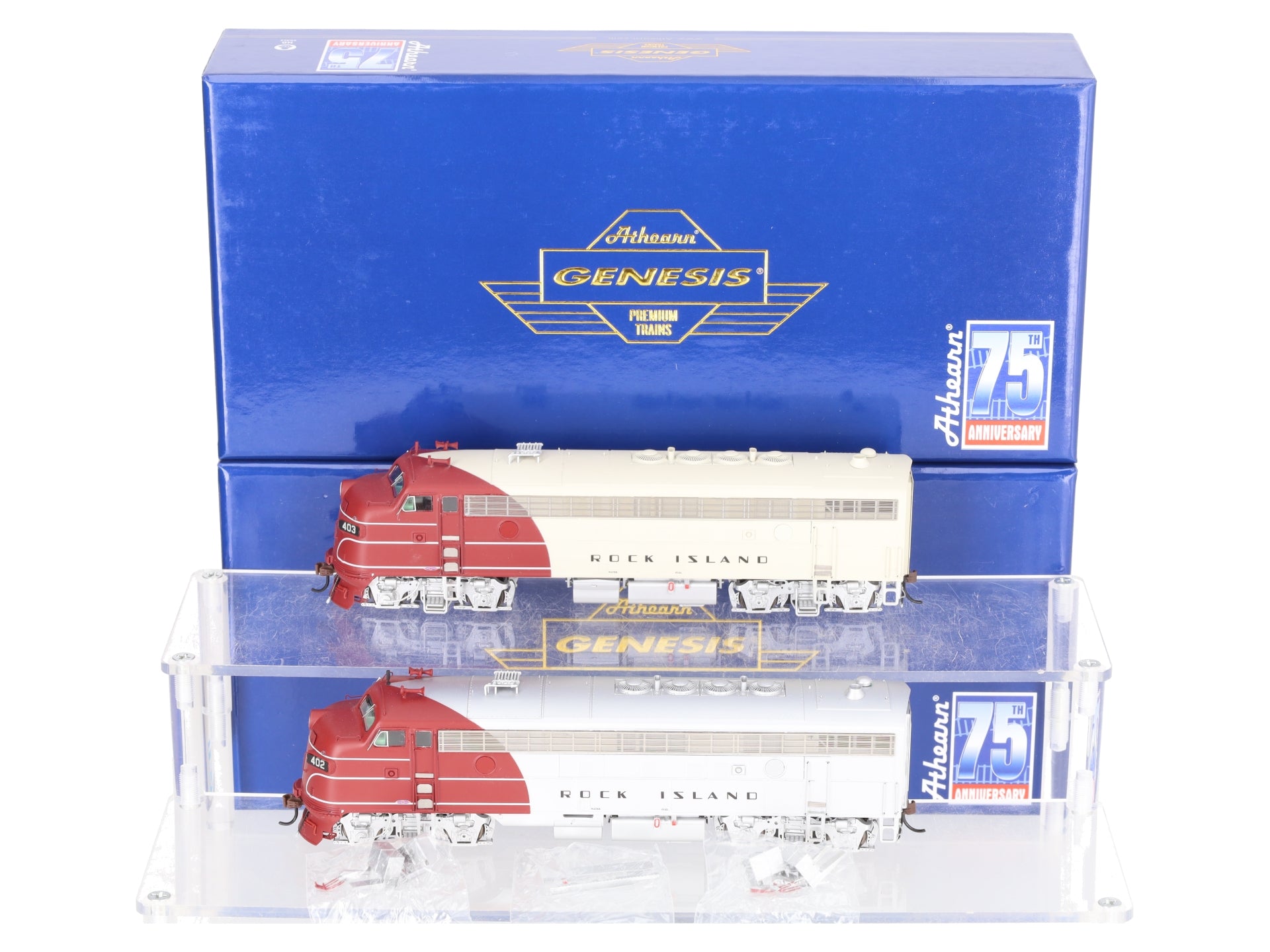 Athearn ATHG19511 HO Rock Island FP7/FP7 Passenger Diesel Set #402, #403 LN/Box