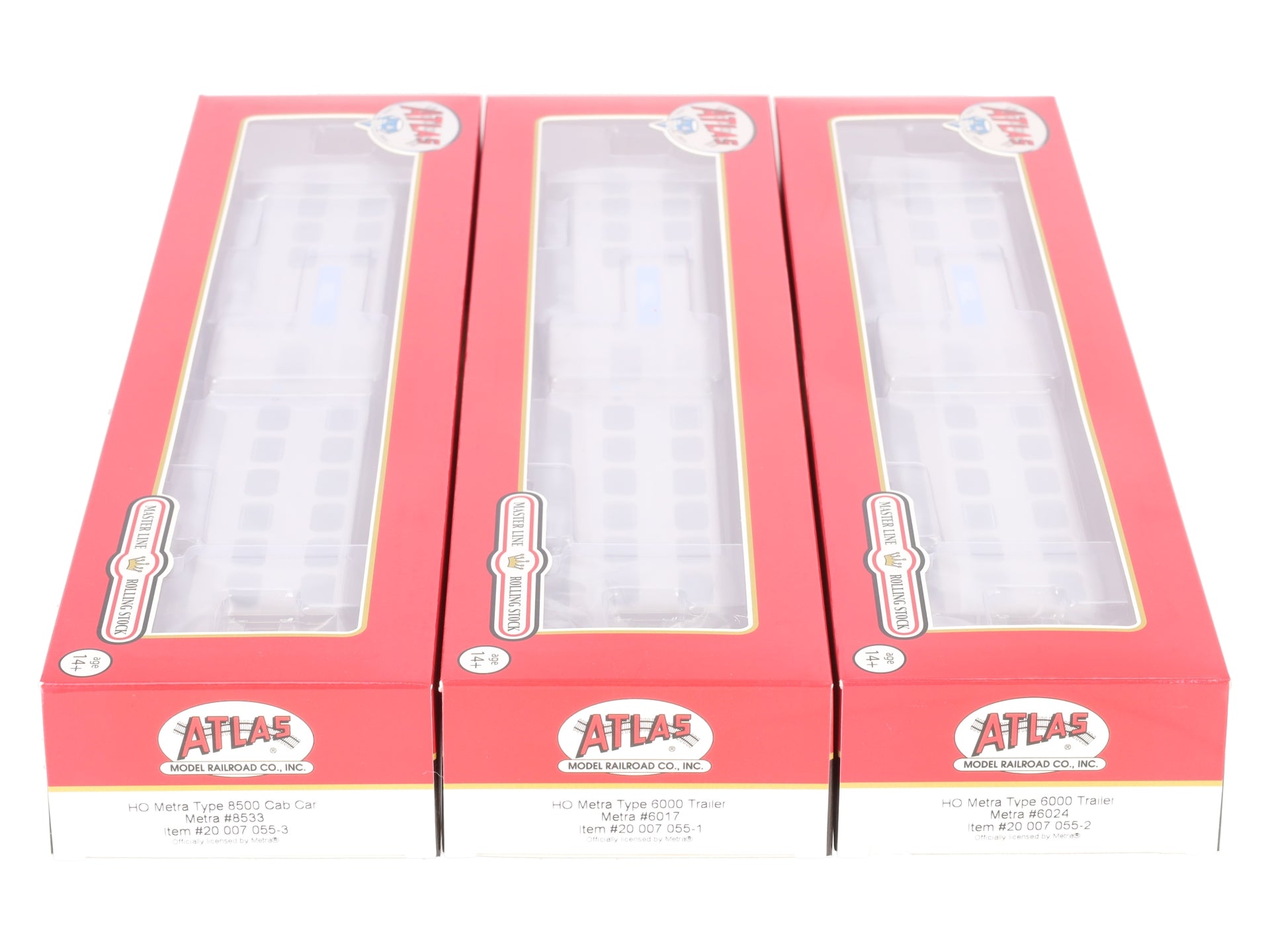 Atlas 20007055 HO Metra Bi-Level 3-Car Passenger Set #6024/#6017/#8533 EX/Box