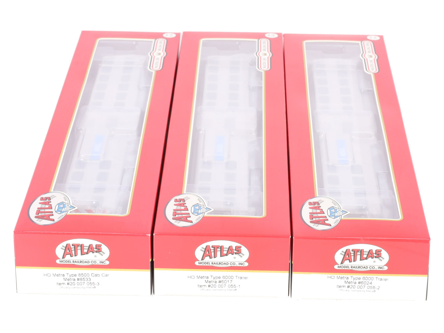 Atlas 20007055 HO Metra Bi-Level 3-Car Passenger Set #6024/#6017/#8533 EX/Box