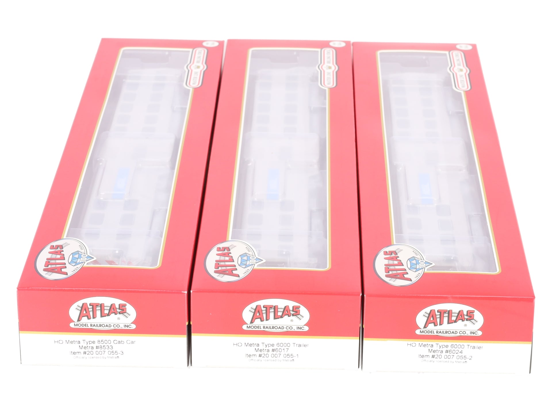 Atlas 20007055 HO Metra Bi-Level 3-Car Passenger Set #6024/#6017/#8533 EX/Box