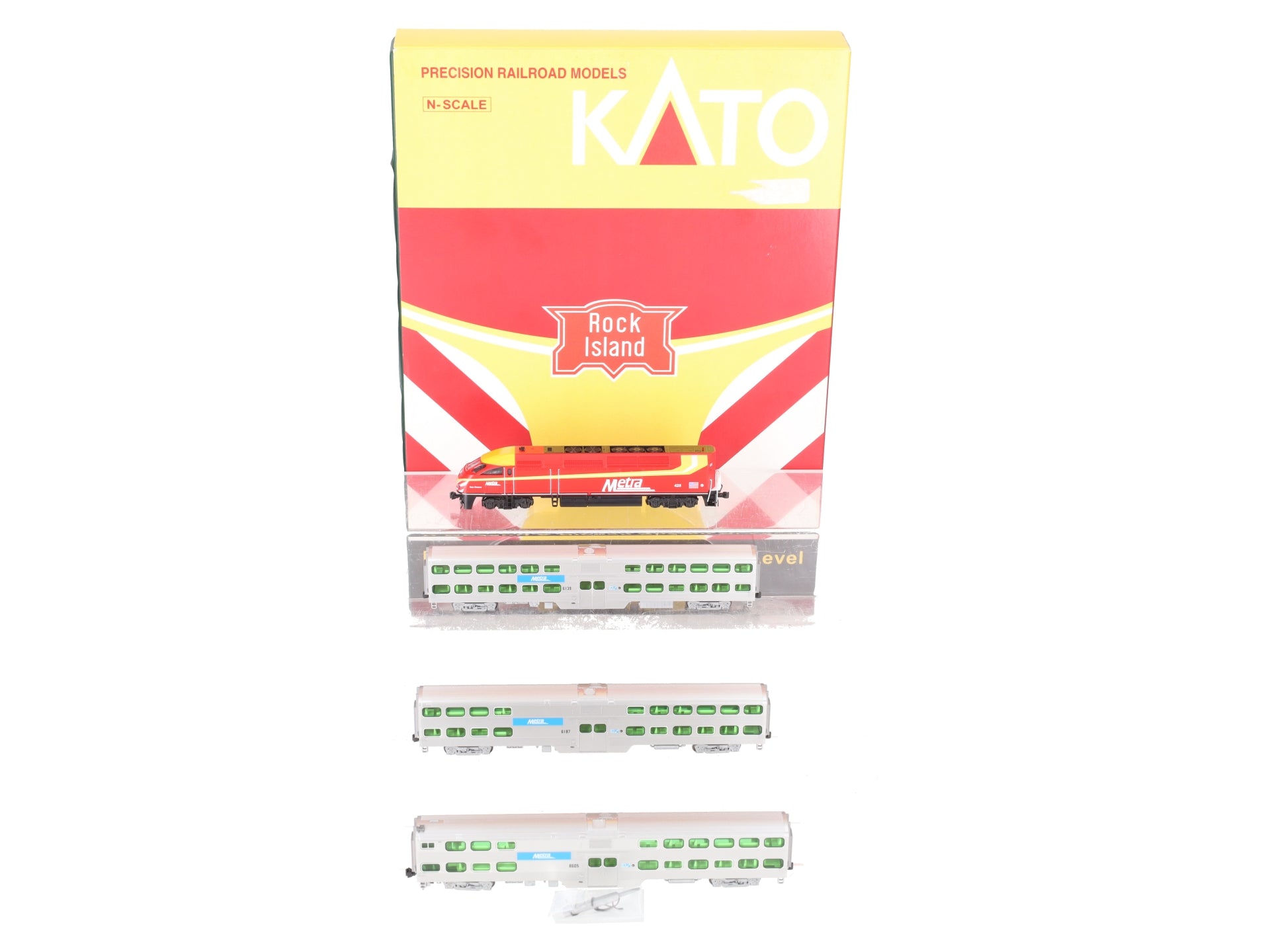 Kato 106-8701-KB2 N Rock Island Heritage Chicago Metra Bi-Level 4-Unit Set LN/Box