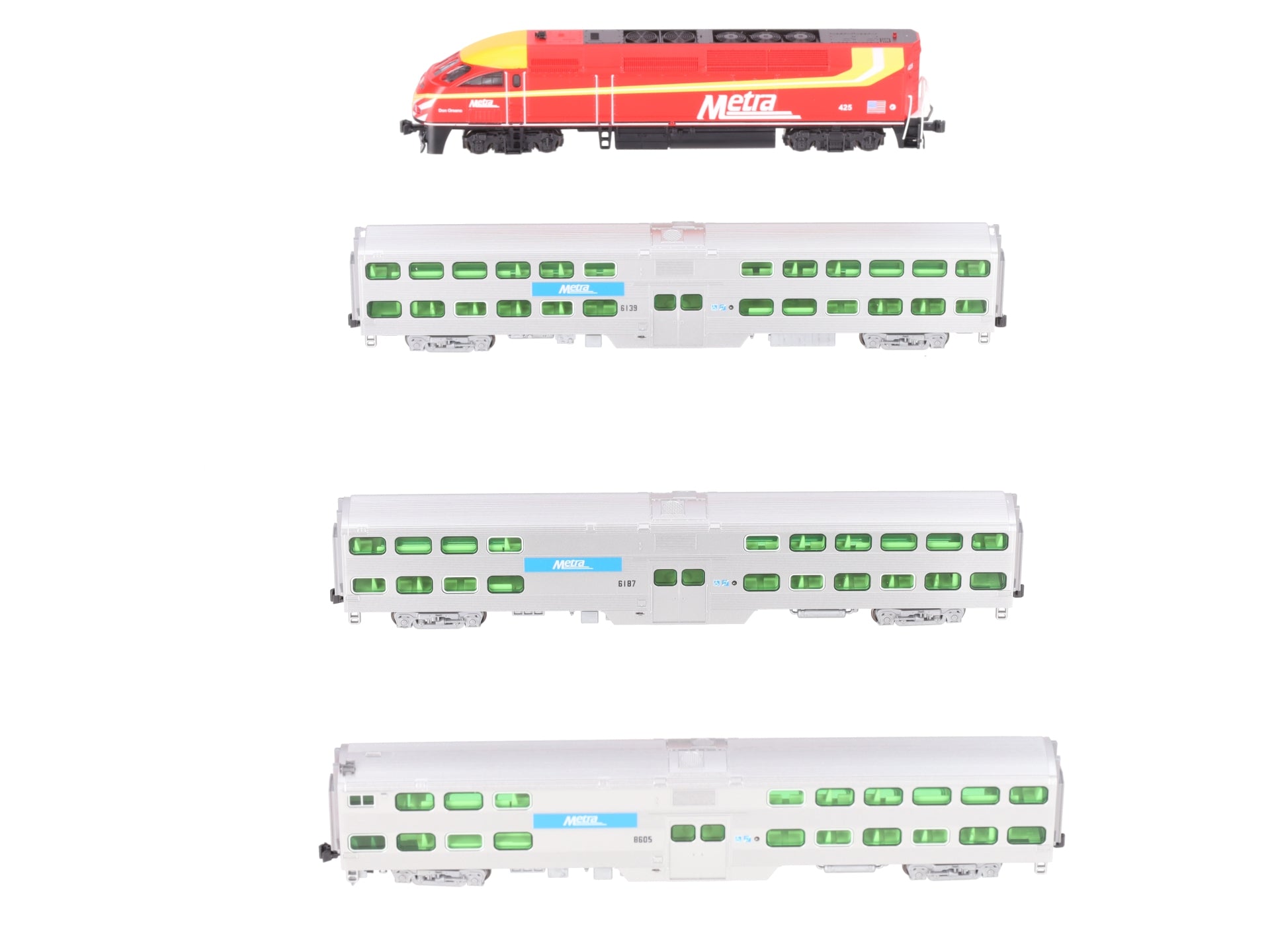 Kato 106-8701-KB2 N Rock Island Heritage Chicago Metra Bi-Level 4-Unit Set LN/Box