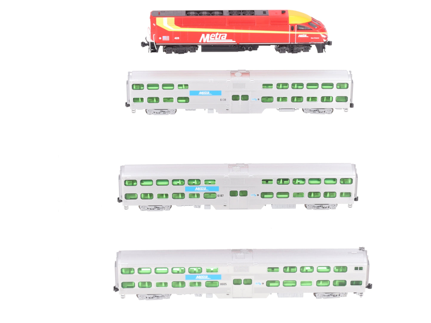 Kato 106-8701-KB2 N Rock Island Heritage Chicago Metra Bi-Level 4-Unit Set LN/Box