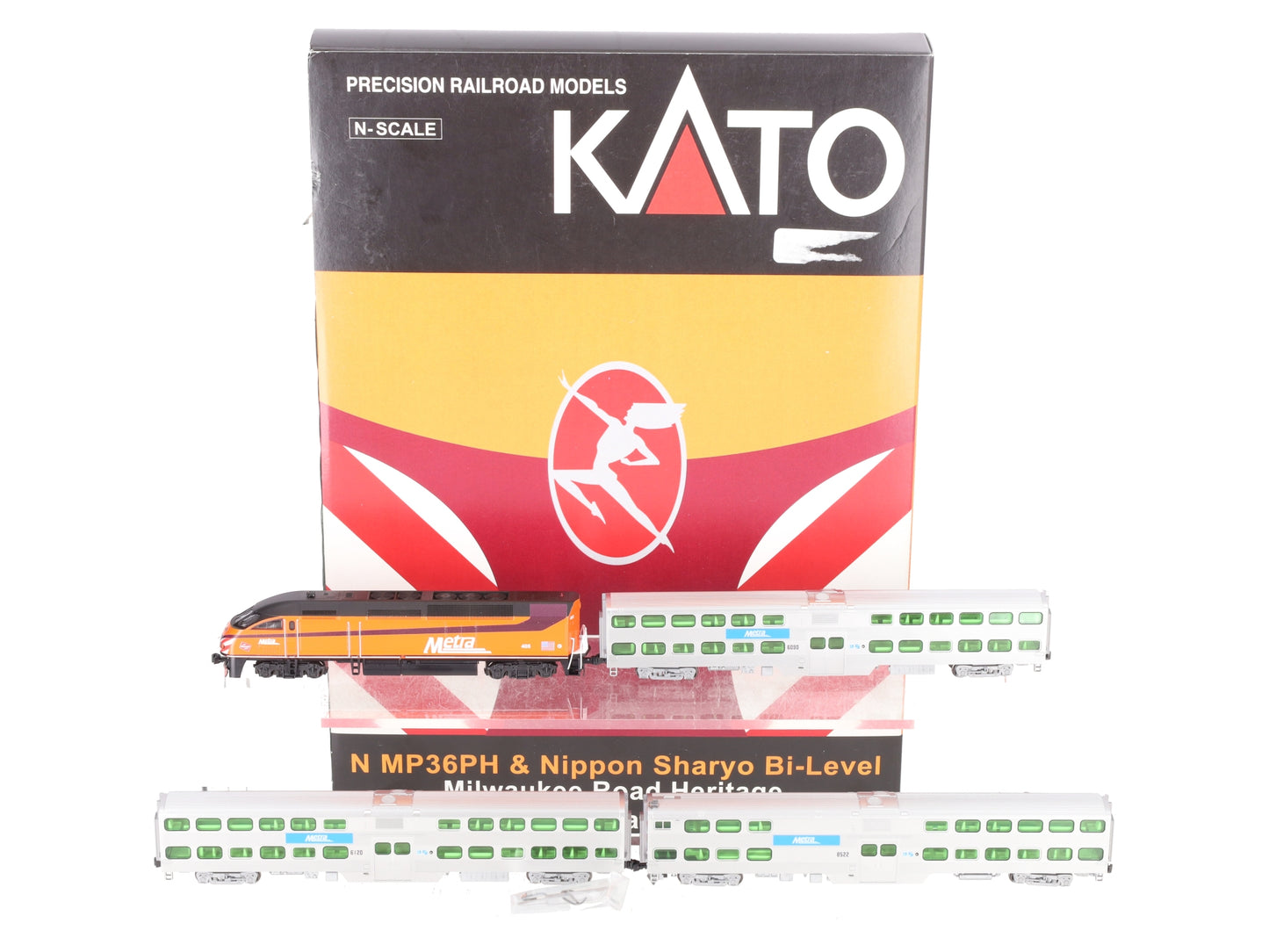 Kato 106-8701-KB1 N Milwaukee Road Heritage MP36PH & Nippon Sharyo Bi-Level Set LN/Box