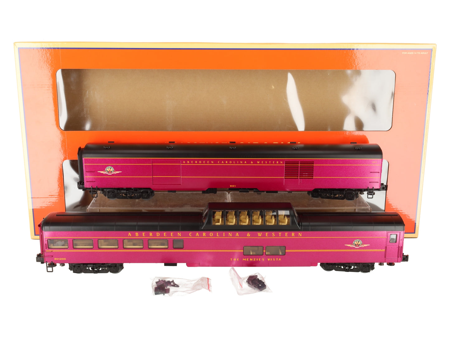 Lionel 2227380 O Gauge Aberdeen Carolina & Western 21" Passenger Cars (Set of 2) VG/Box