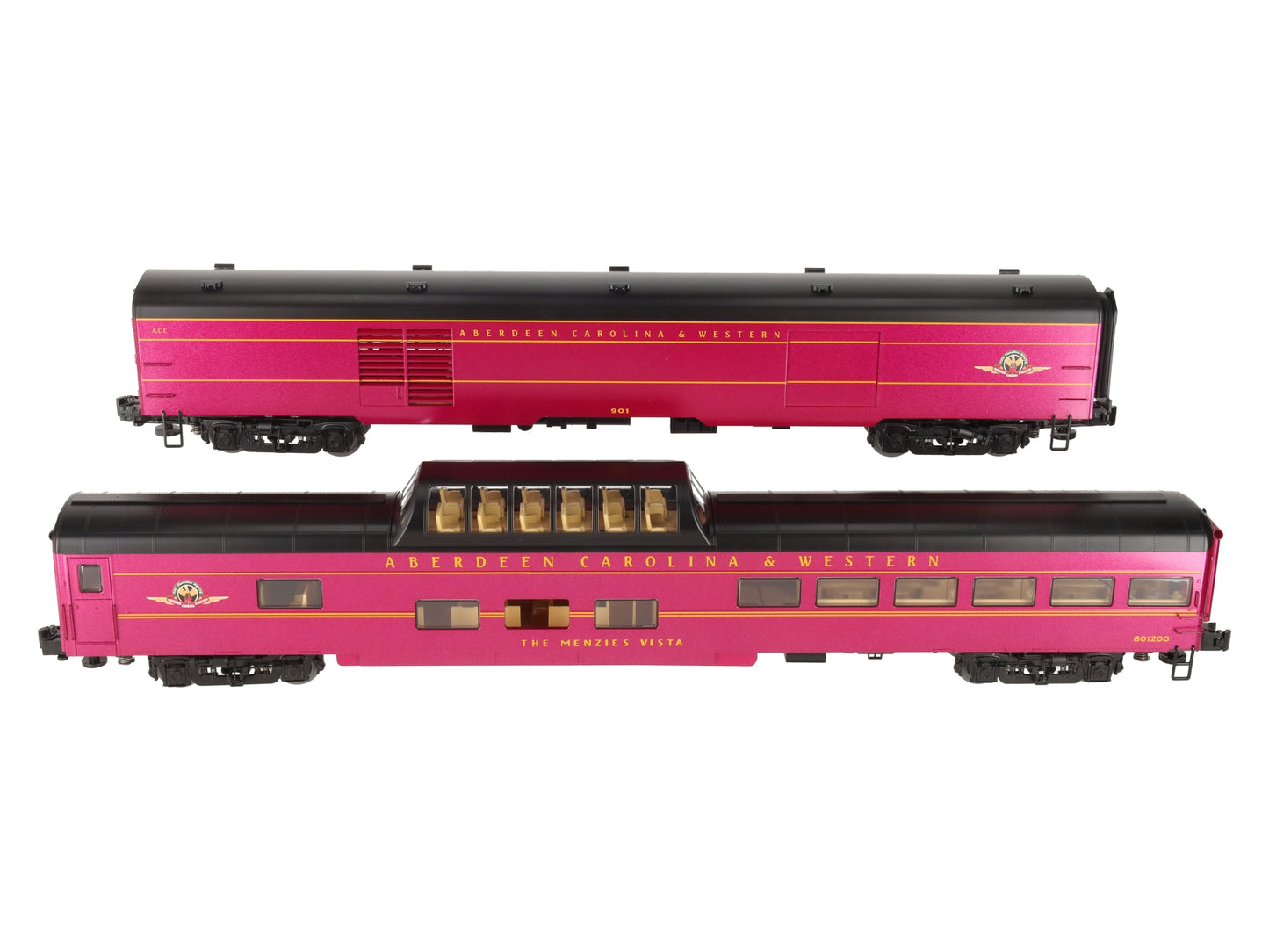 Lionel 2227380 O Gauge Aberdeen Carolina & Western 21" Passenger Cars (Set of 2) VG/Box