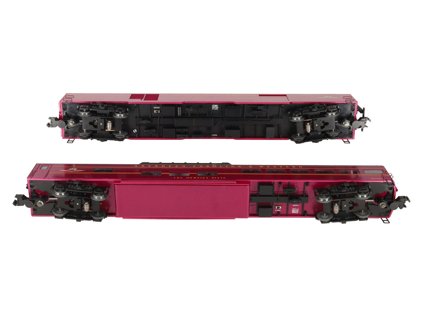 Lionel 2227380 O Gauge Aberdeen Carolina & Western 21" Passenger Cars (Set of 2) VG/Box