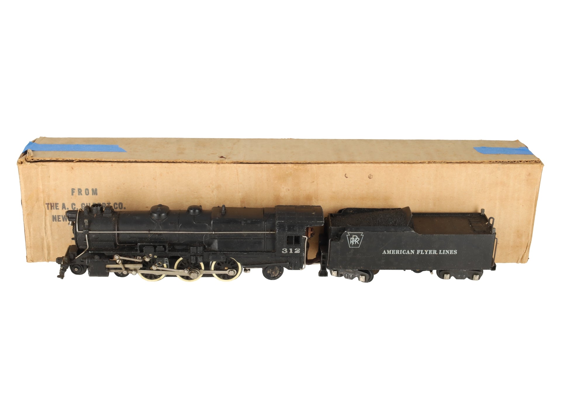 American Flyer 312 VIntage S PRR 4-6-2 Die-cast Steam Locomoive & Tender VG/Box