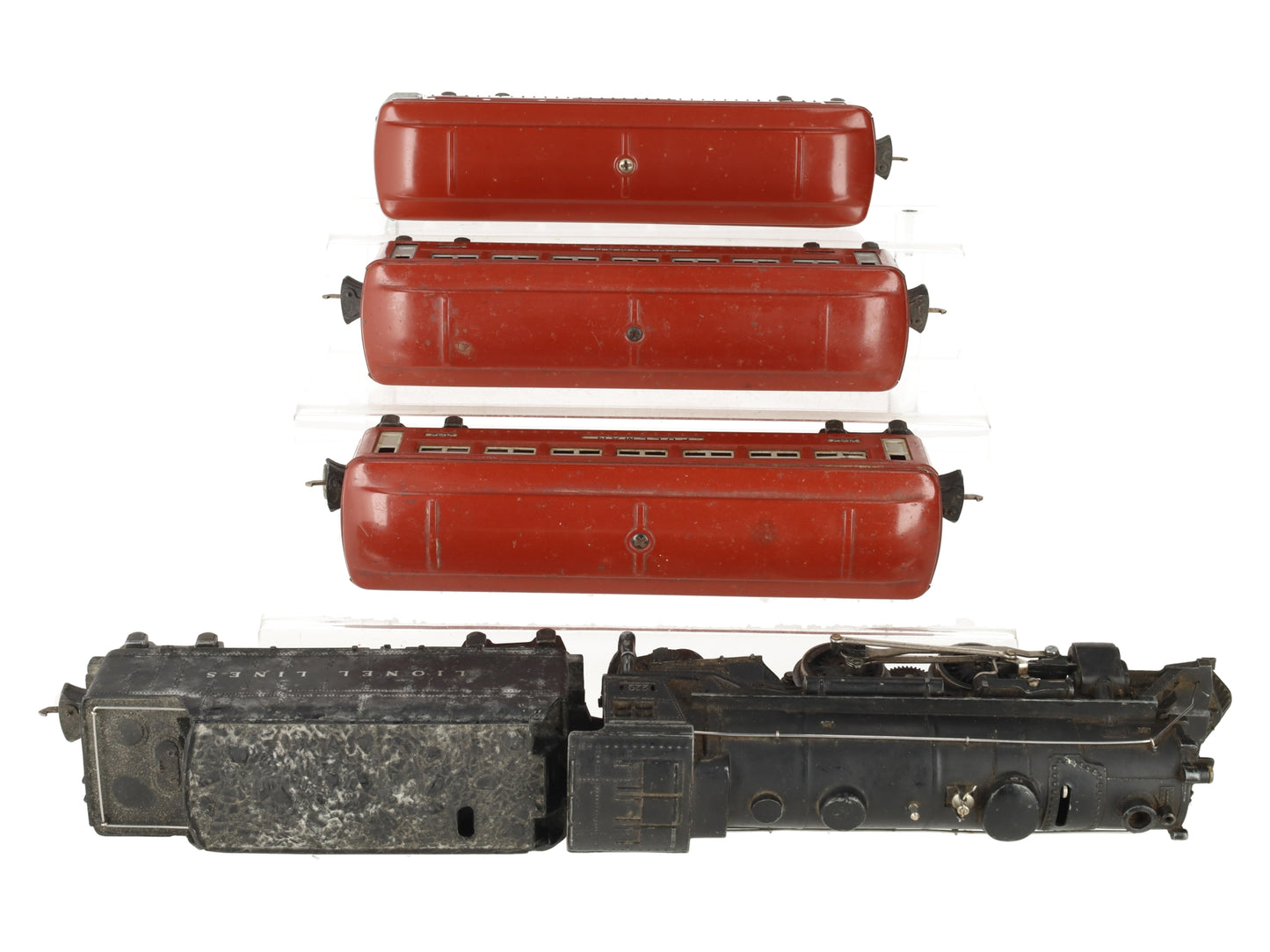 Lionel Vintage O 838W Prewar Steam Locomotive & Tender Passenger Car Set VG