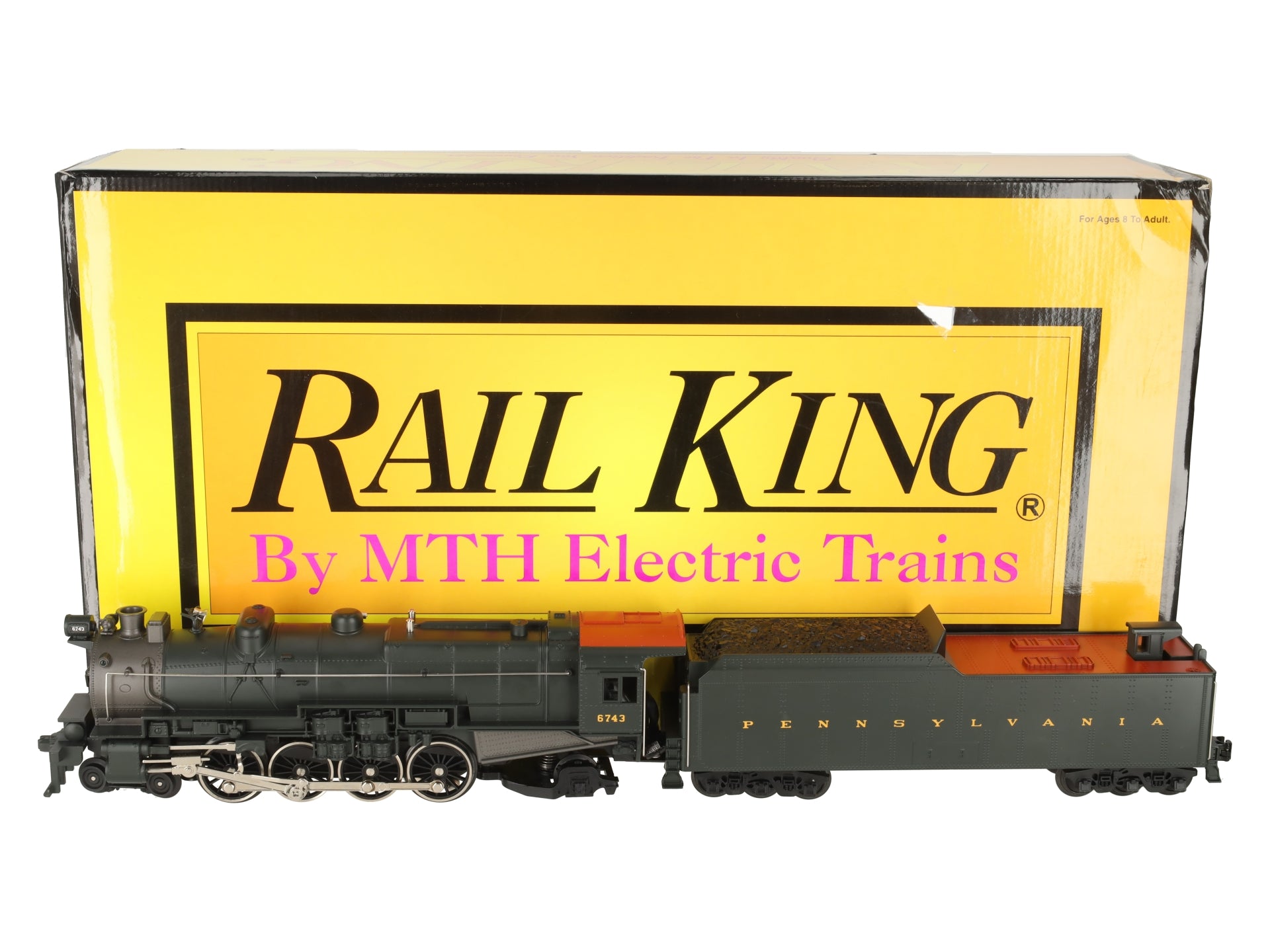 MTH 30-1168-1 O Pennsylvania 4-8-2 M1a Steam Locomotive & Tender w/PS2 #6743 EX/Box