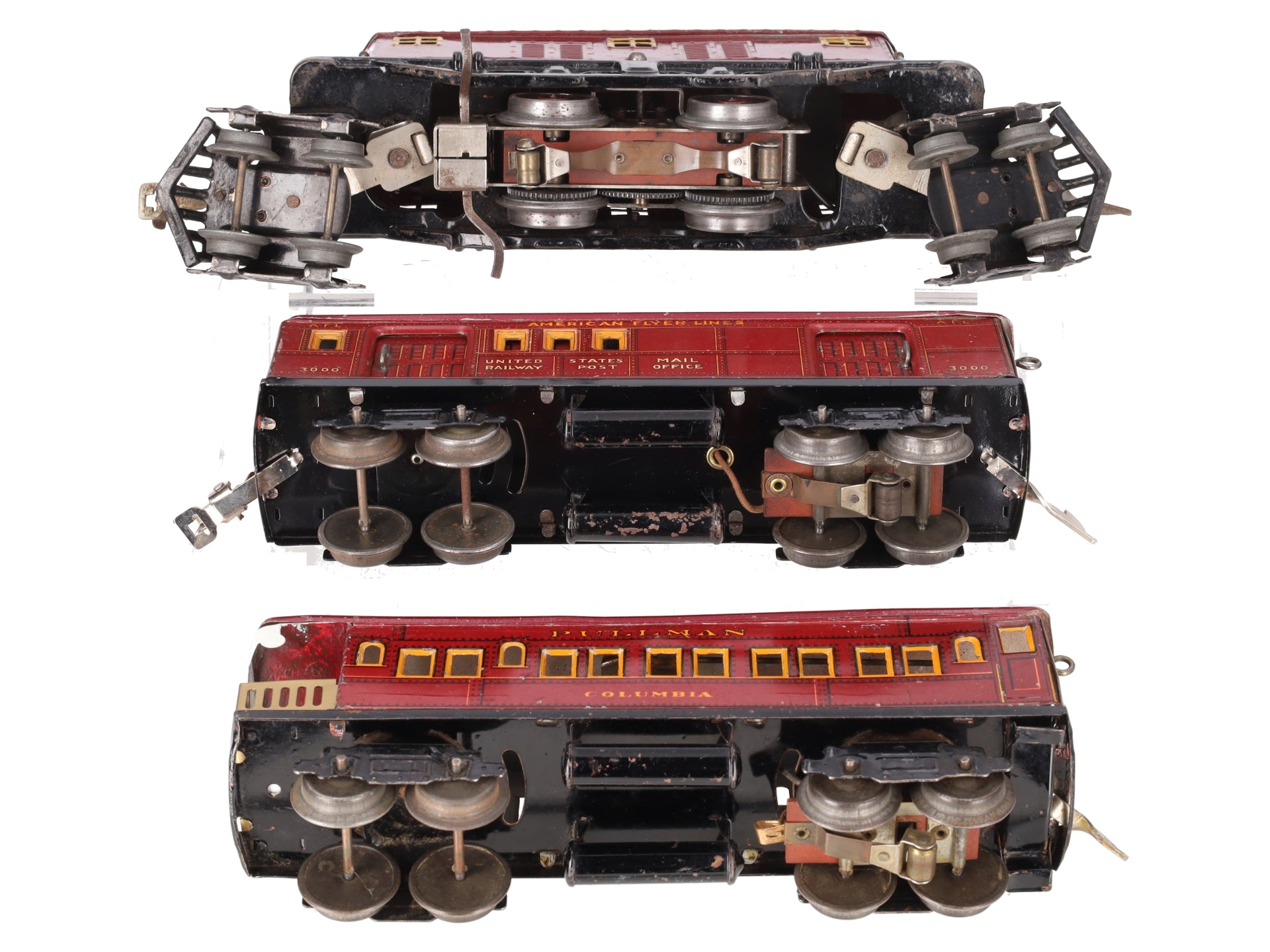 American Flyer Vintage O Electric Loco & Passenger Cars: 3020, 3000, 3001 [3] VG