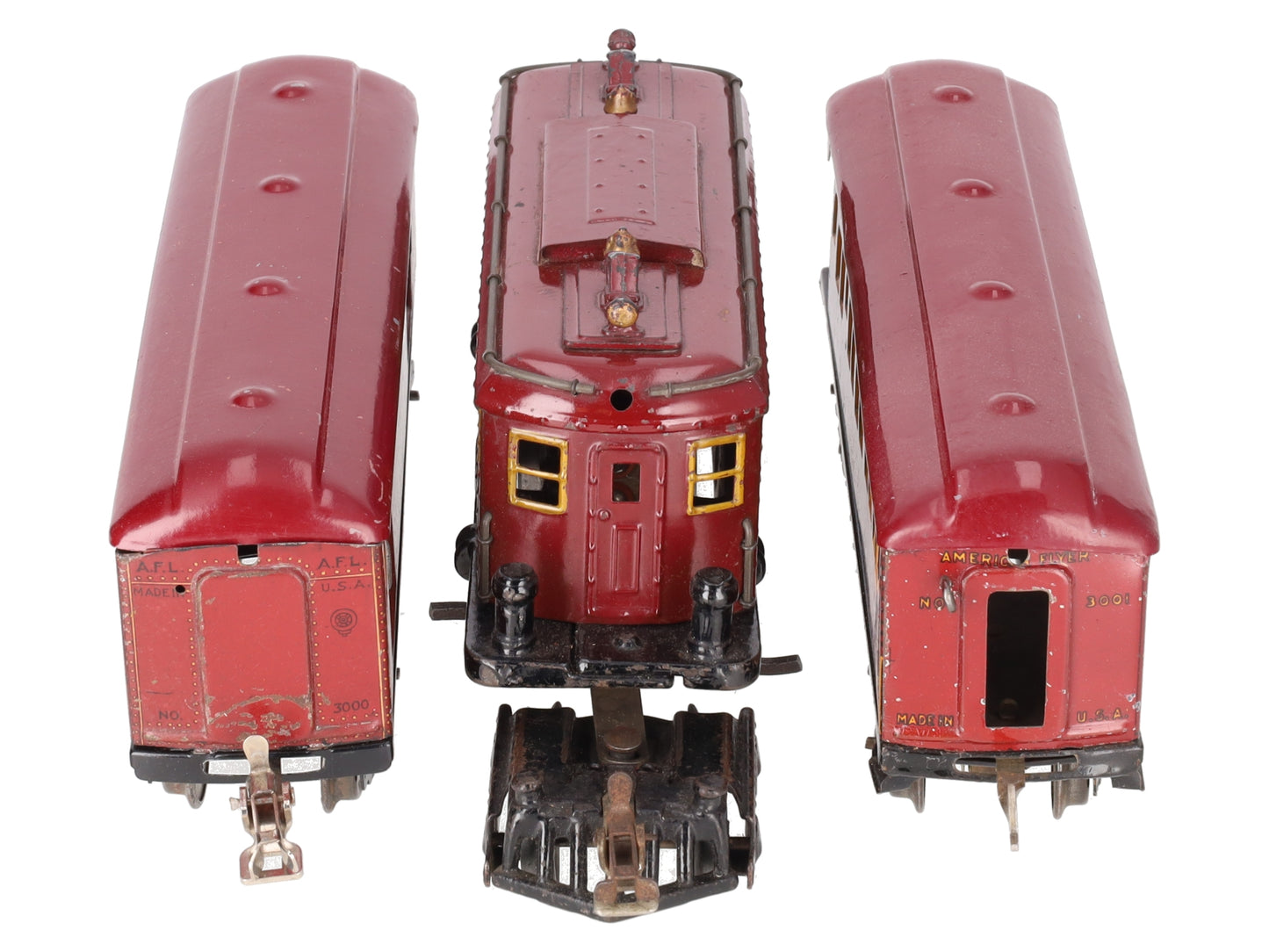 American Flyer Vintage O Electric Loco & Passenger Cars: 3020, 3000, 3001 [3] VG