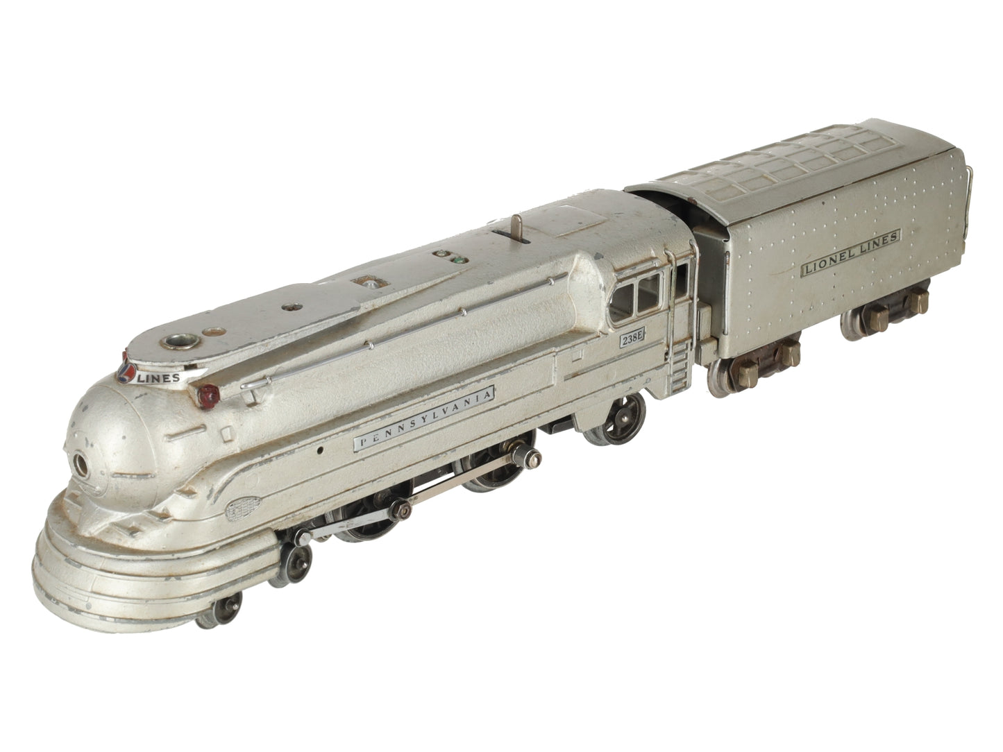 Lionel 238E Vintage O Prewar PRR Silver Torpedo Streamlined Steam Locomotive VG/Box